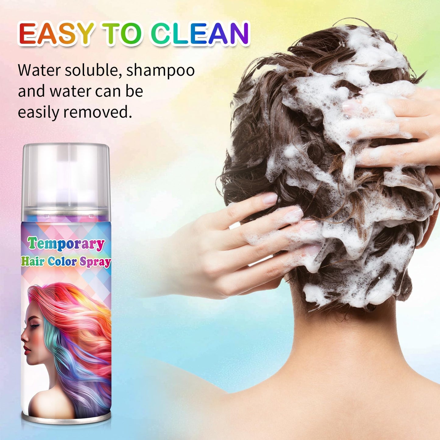 LZXLUKGIR Purple Hair Color Spray Temporary,Instant Vivid Hair Dye that Washes out in 1 Wash for Halloween,Christmas,Cosplay Party,120ML (Purple）