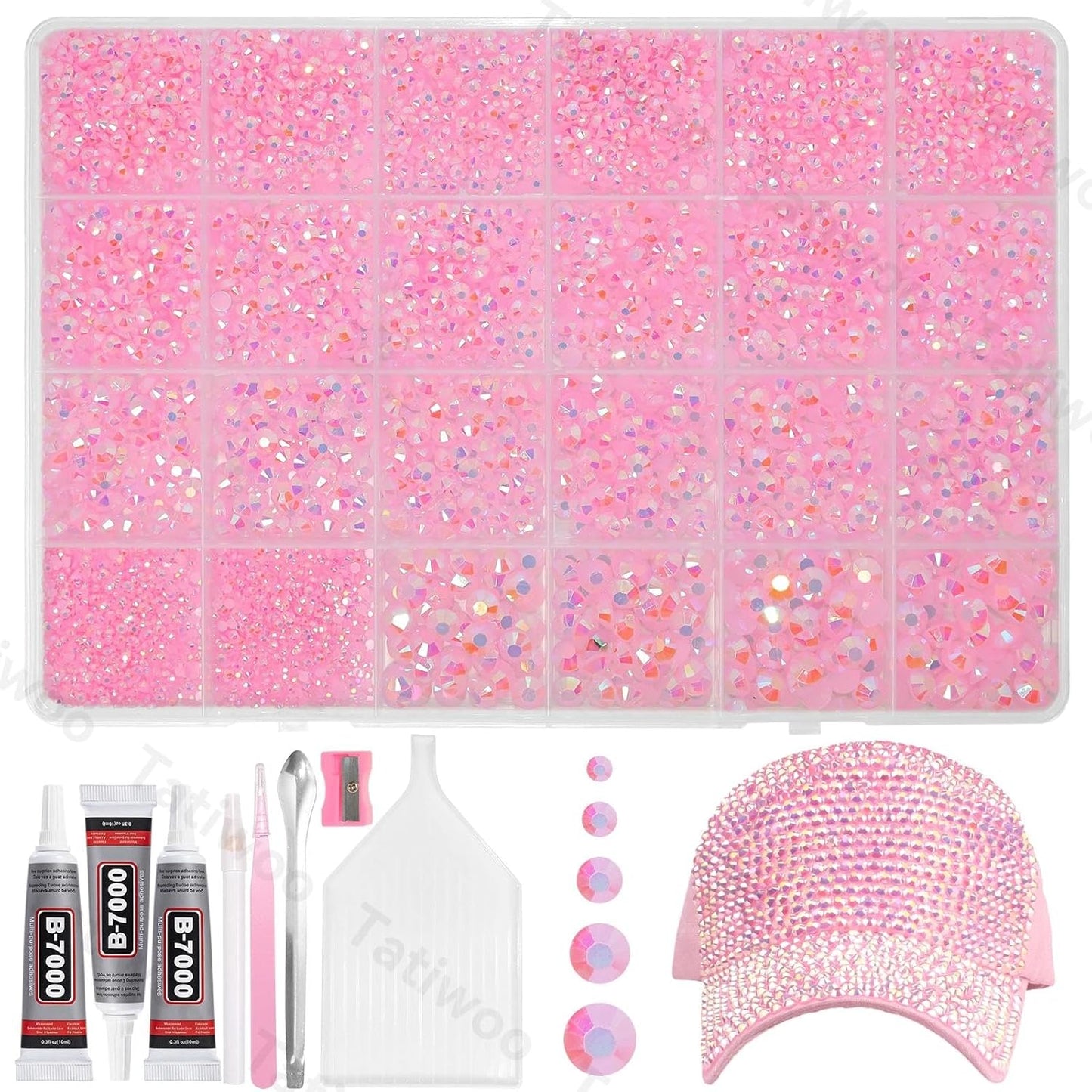 Light Pink Flatback Jelly Resin Rhinestones - 20000 Pcs Mix Sizes 2-6mm for Crafting & DIY Makeup Tumblers
