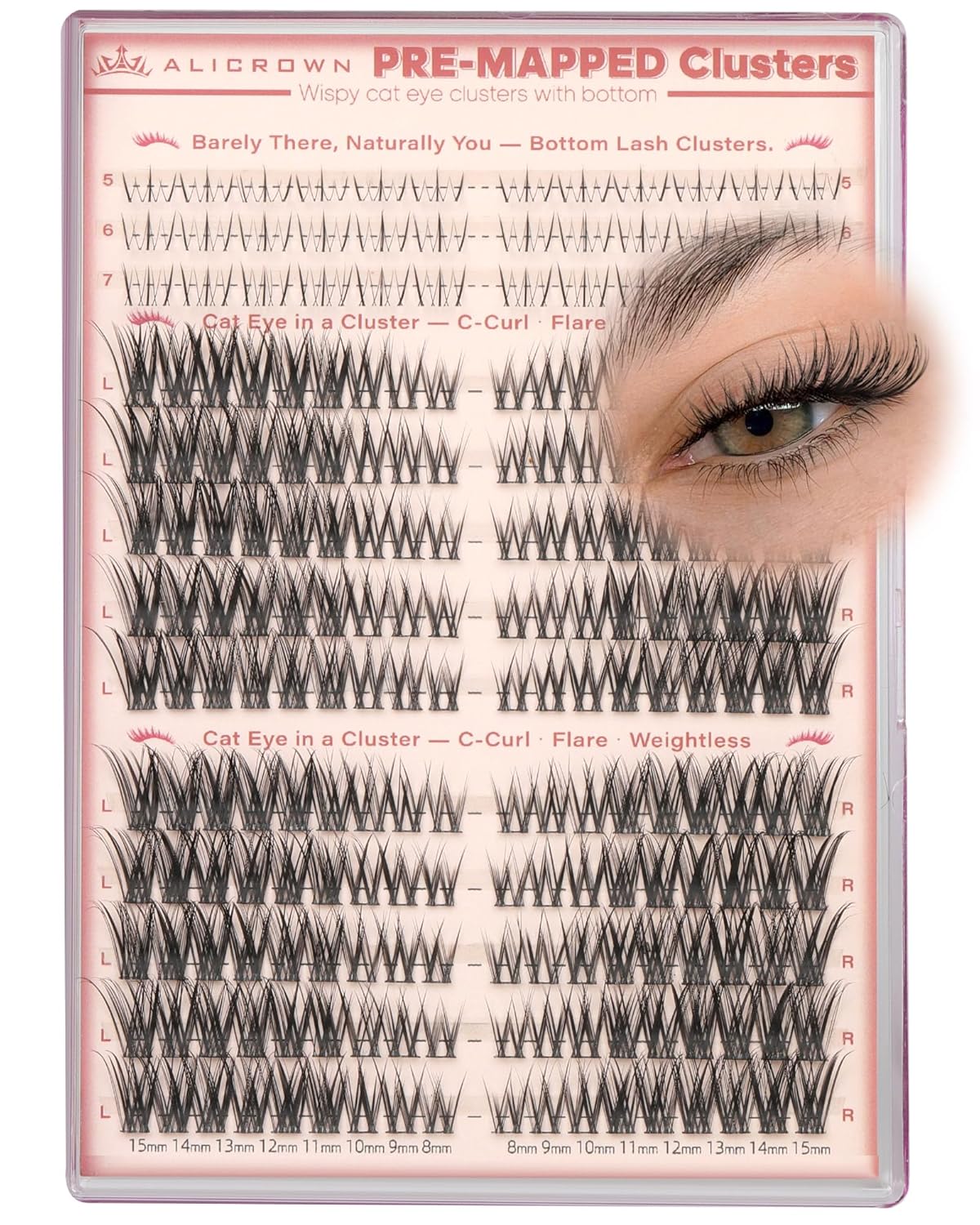 Natural Lash Clusters - Wispy Cat Eye Eyelash Extensions for Daily Wear | Pre-Mapped Bottom Lashes