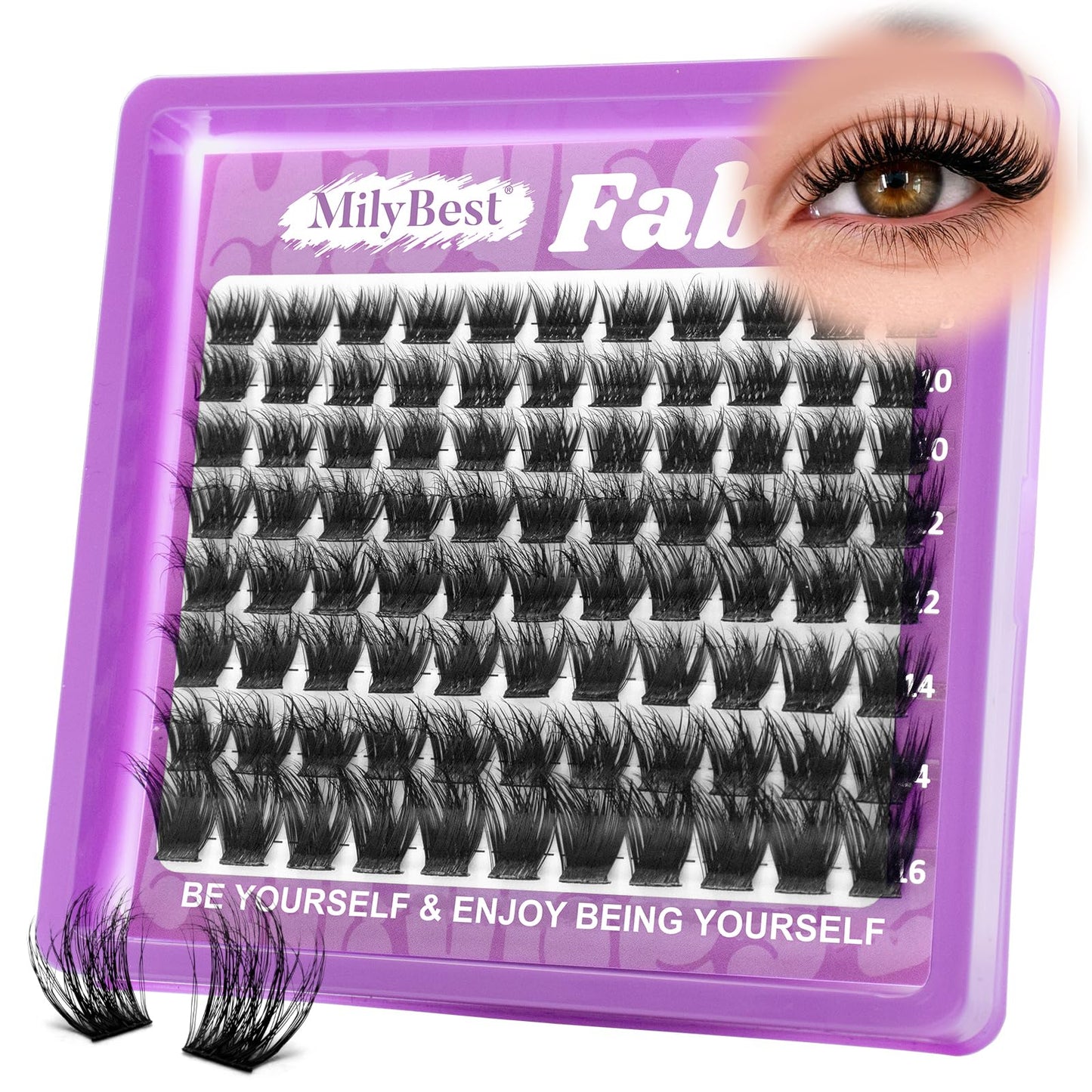 MilyBest Fable Lash Clusters, Fluffy Wispy Cluster Eyelash Extensions, 88pcs DIY Individual Lashes D Curl - Natural Volume to Fairy Glam, 8-16mm Eyelash Clusters