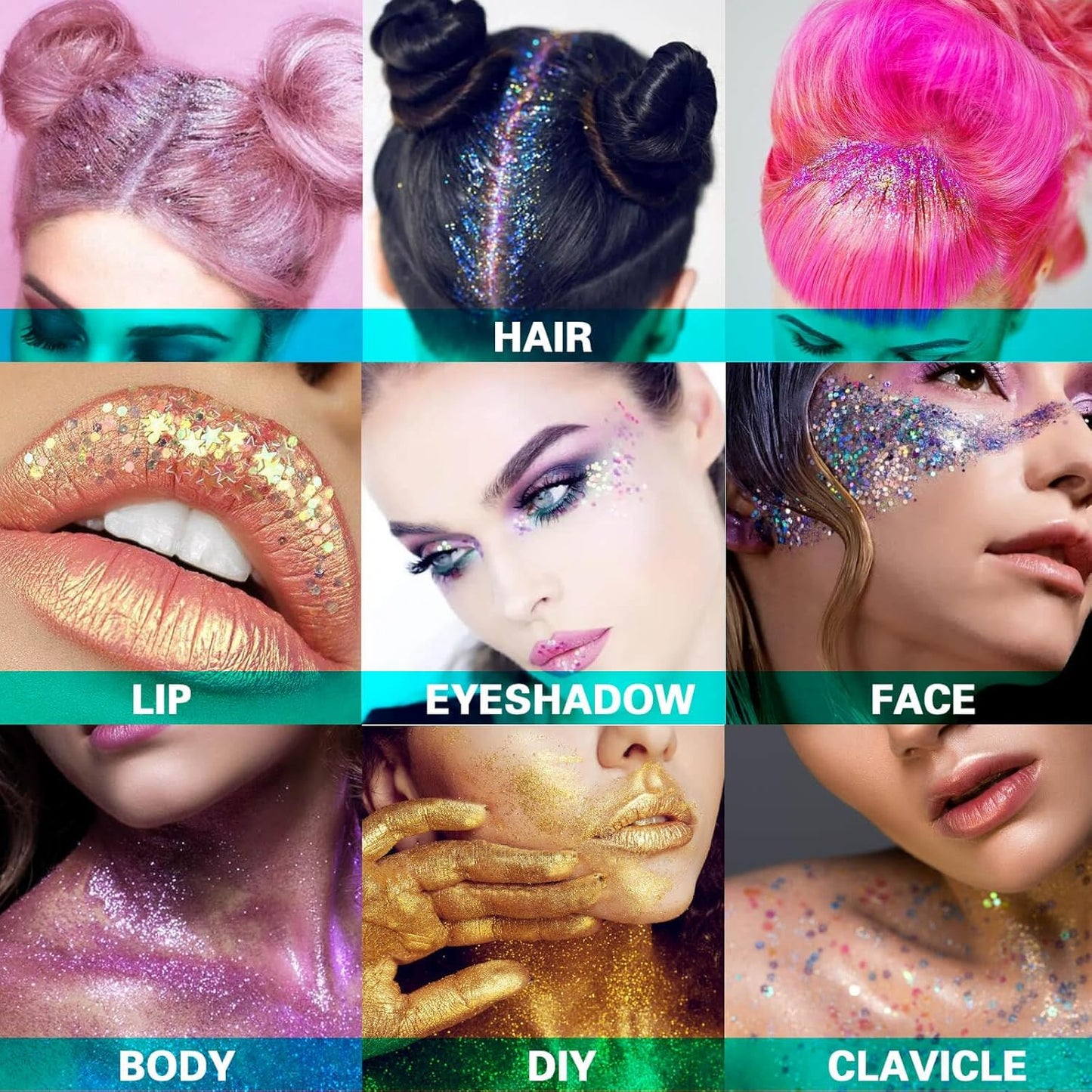 Blue Face Glitter Gel - 4th of July Body Glitter for Festivals | 50ML Sparkling Hair & Makeup