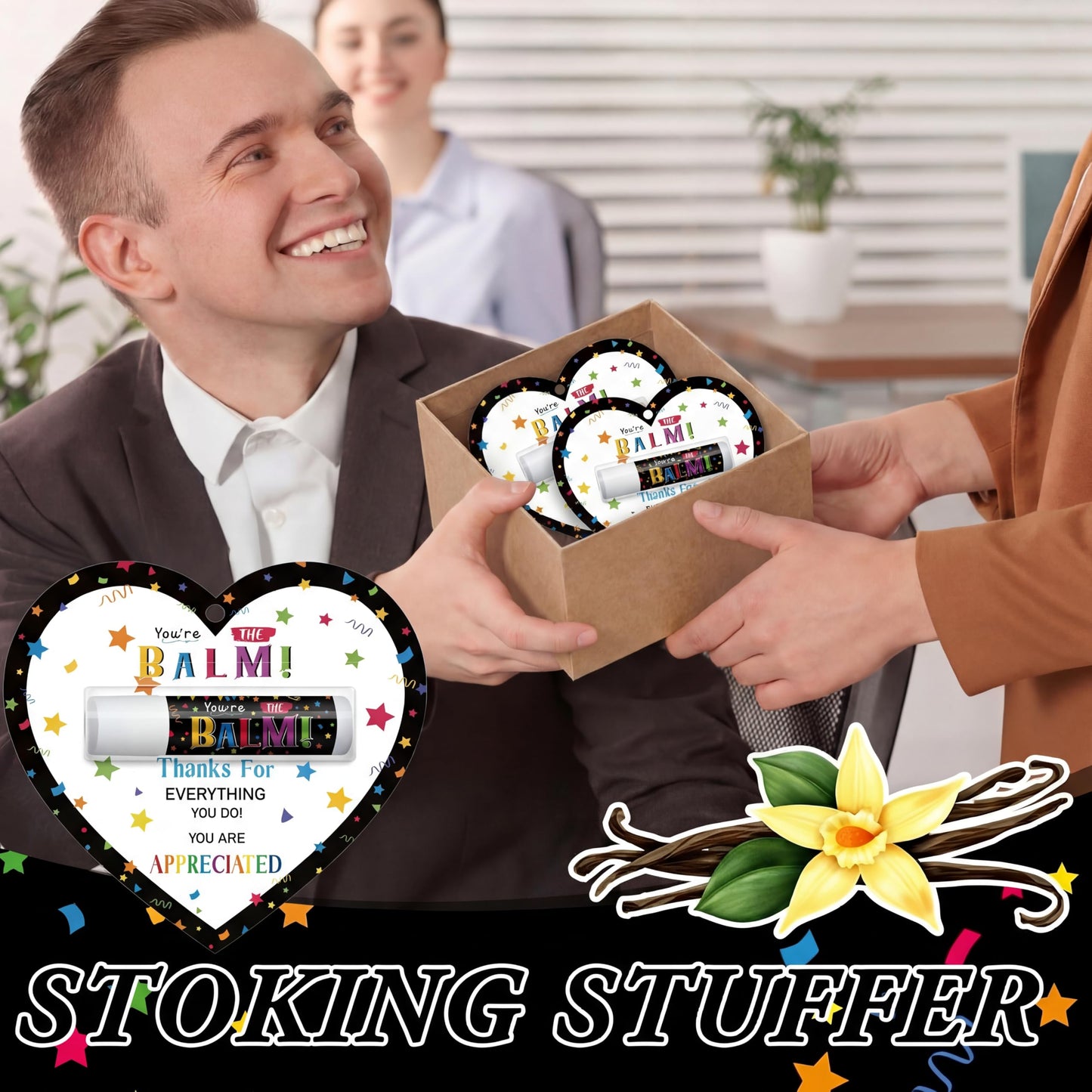 30 Pack Back to School Employee Teacher Appreciation Gifts Bulk Lip Balm Teacher Employee Staff Team Heart Thank You Gift You're the Balm Volunteer Appreciation Party Favors for Women Men Coworkers