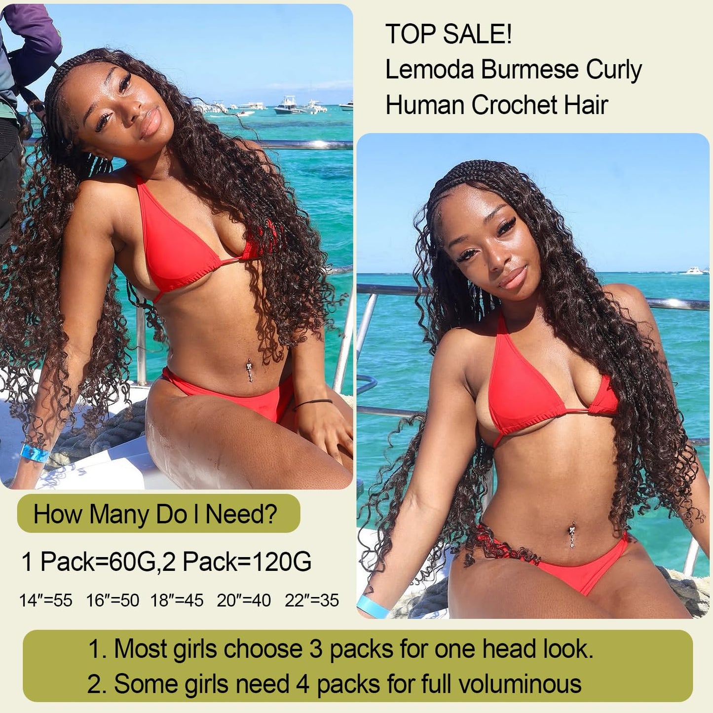 Lemoda Burmese Curly Feather Crochet Human Hair Extensions 20 Inch 120g Pre-Separated Pre-Separated & Pre-Fluffed Human Crochet Hair For Black Women Lightweight Reusable Natural Color