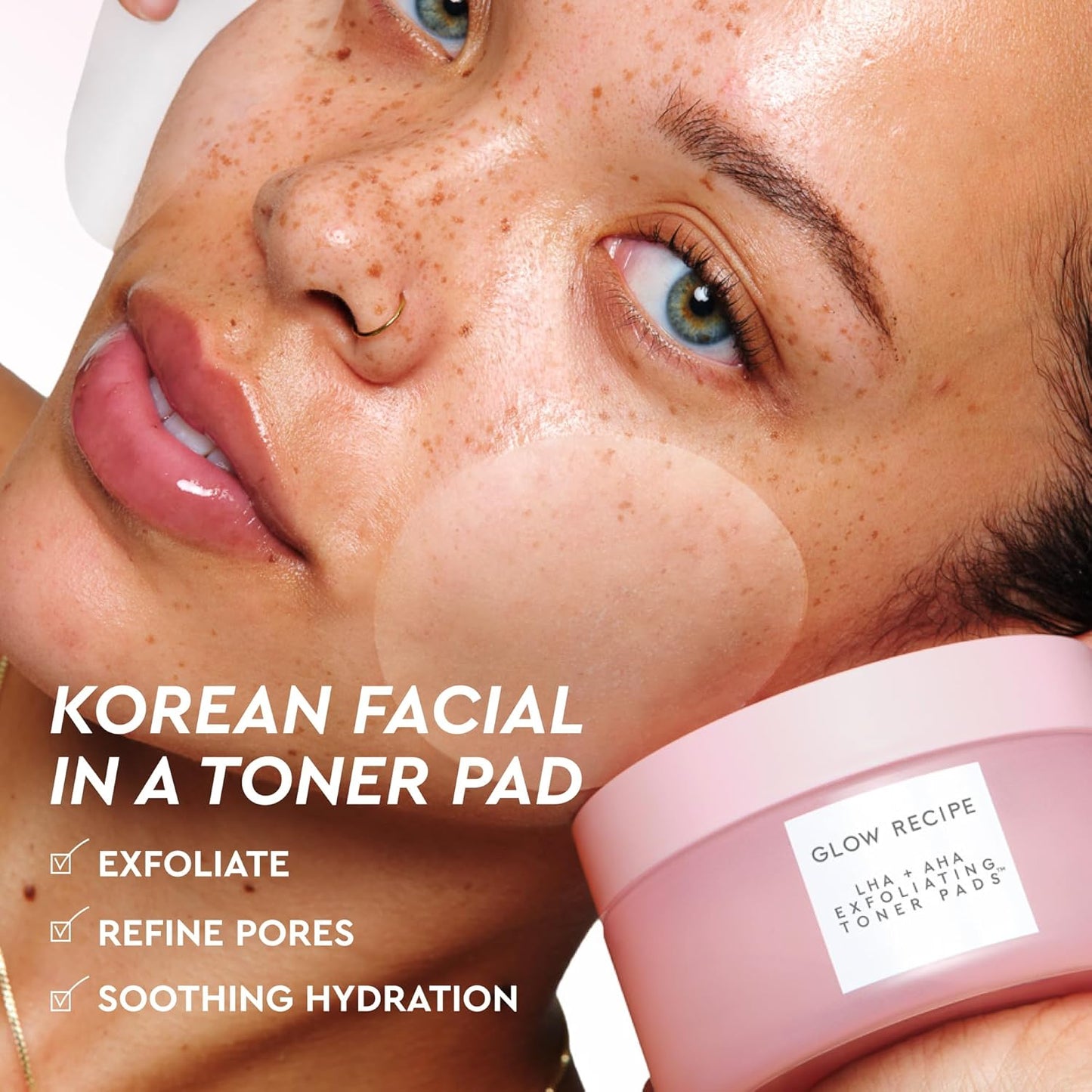 Glow Recipe LHA + AHA Toner Pads | Korean Exfoliating Face Toner - Hydrating & Pore Minimizing - 60 Gentle Pads