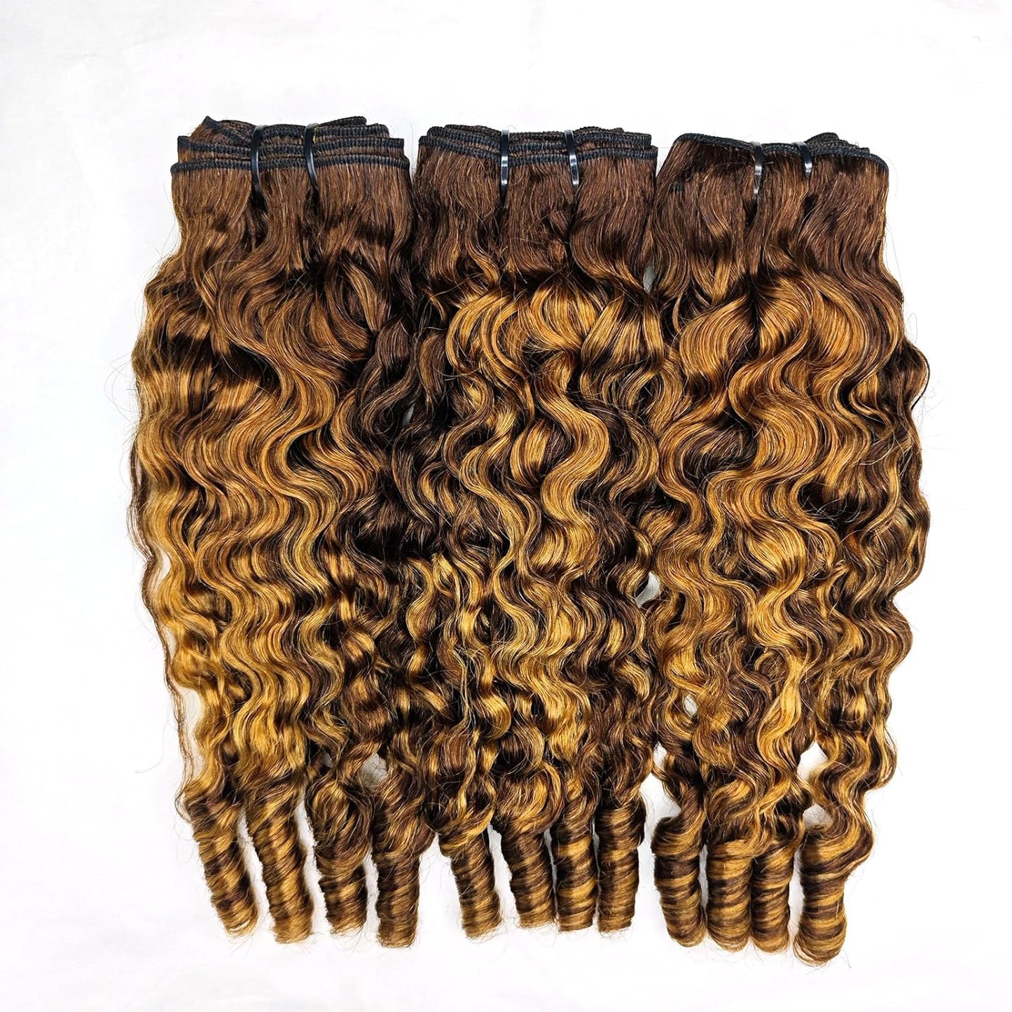 Curly Human Hair Bundles - 16, 18, 20 Inches | Water Wave Burmese Curly Weave for Women, Natural Black