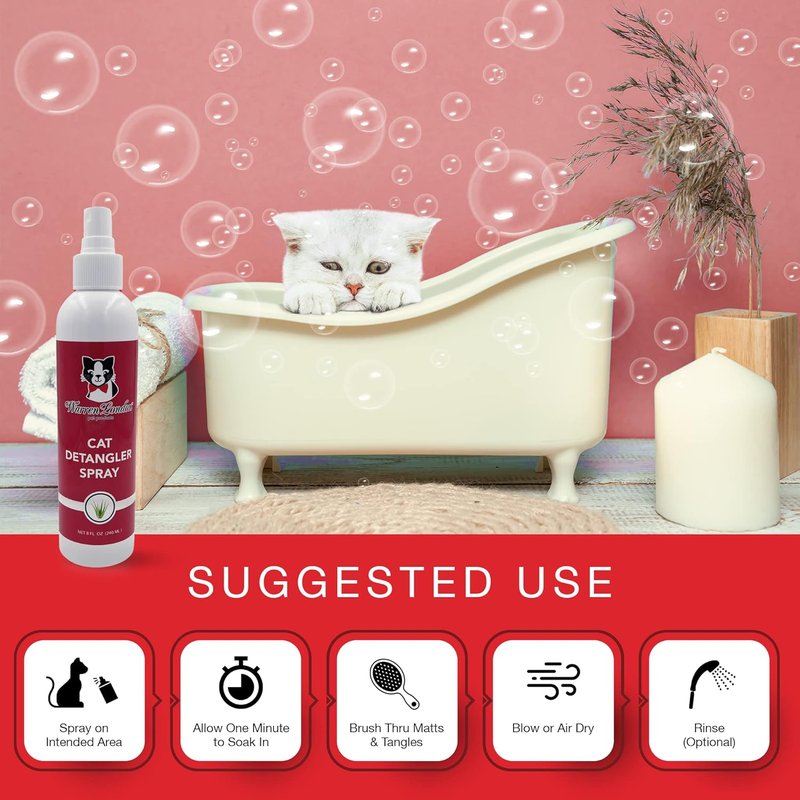 Cat Detangler Spray - Unscented Formula for Easy Grooming | 8 oz