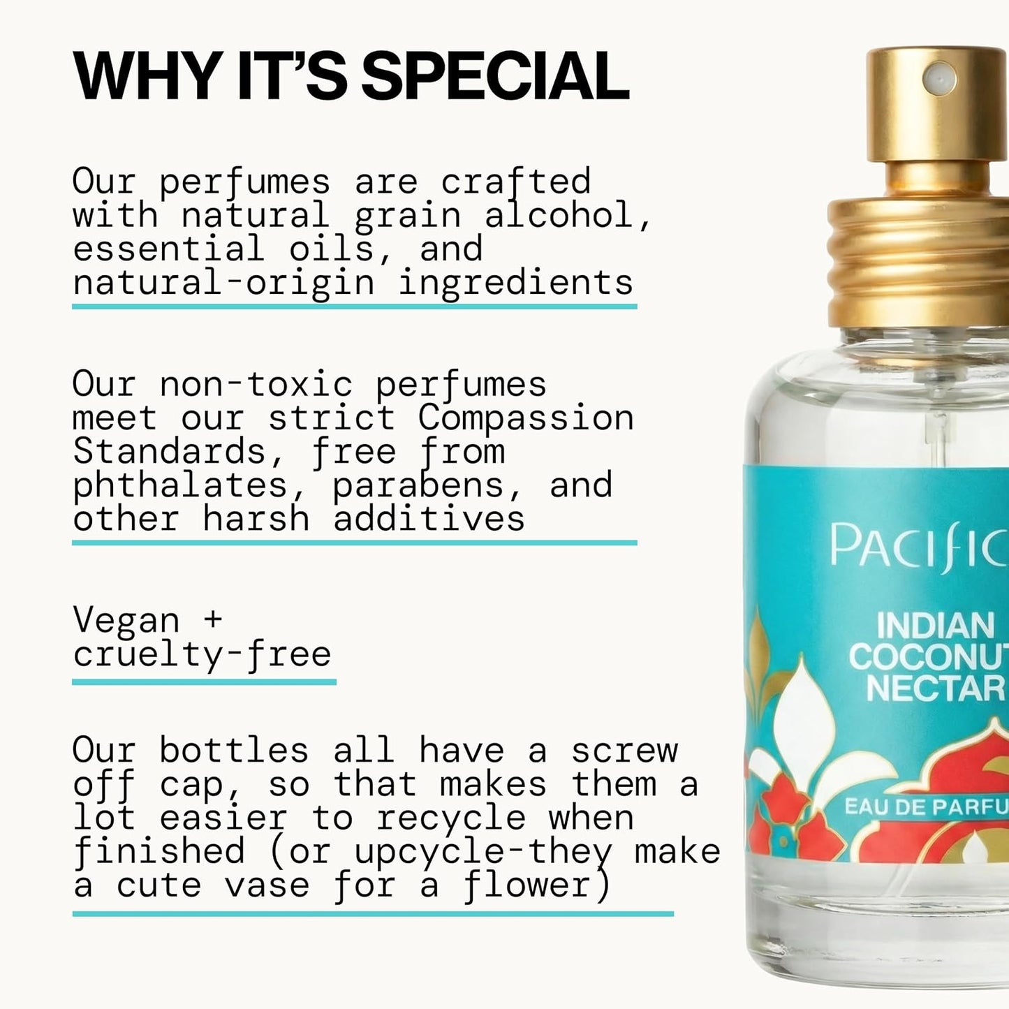 Pacifica Indian Coconut Nectar Perfume Spray - Tropical Vanilla & Coconut Fragrance | Vegan, Non-Toxic, Long-Lasting