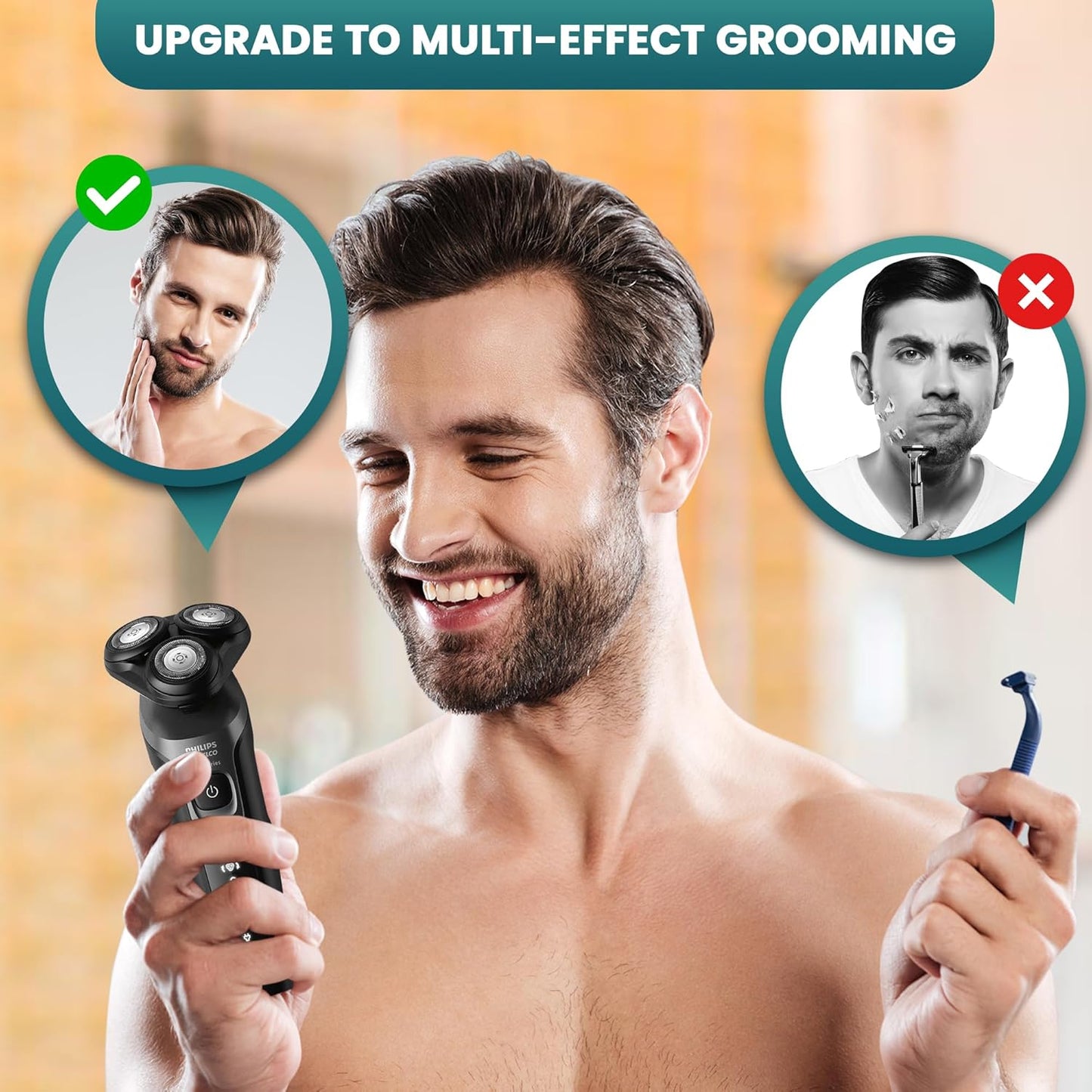 Philips Electric Shaver for Men - Rechargeable AquaTouch Wet & Dry with Comfort Cut Blades | Cordless 5D Flex Head Razor