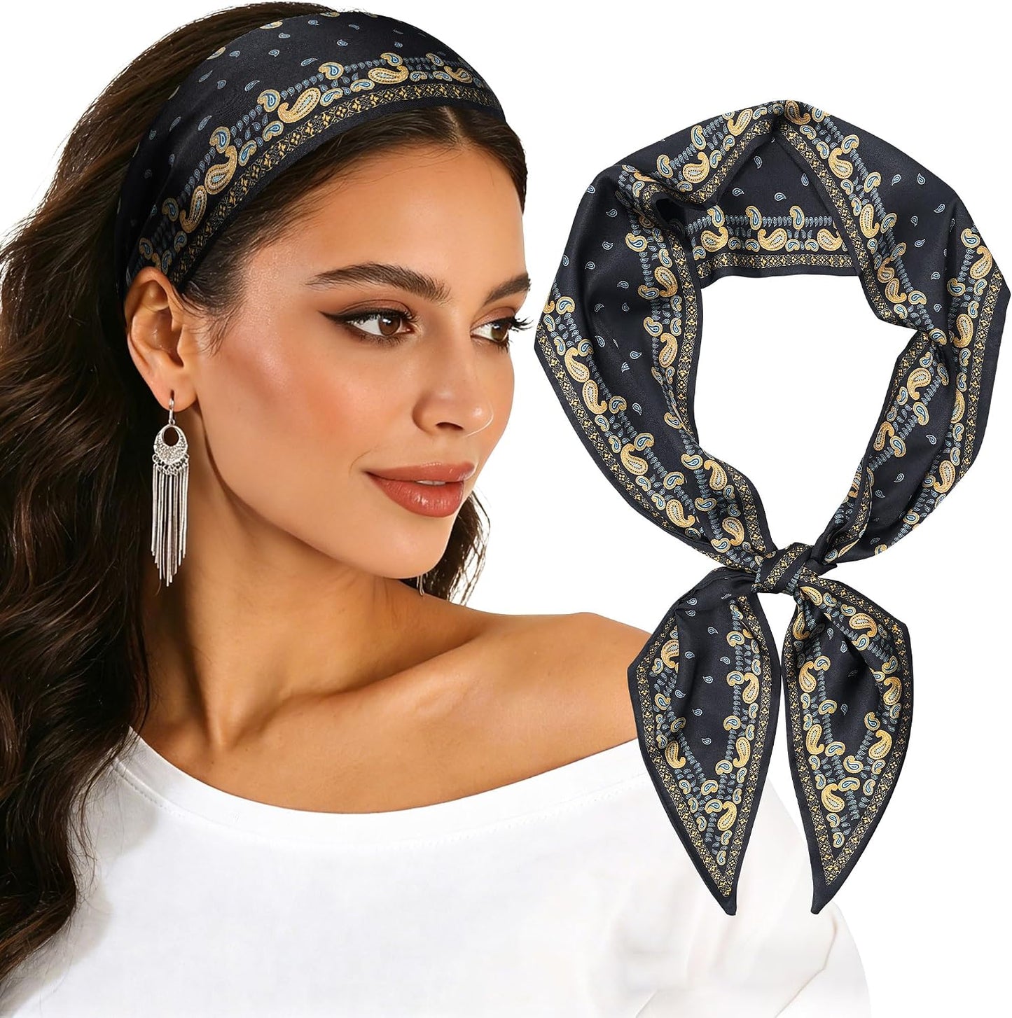Cherry Head Scarf for Women - Long Thin Satin Hair & Neck Wrap | Fashion Accessory