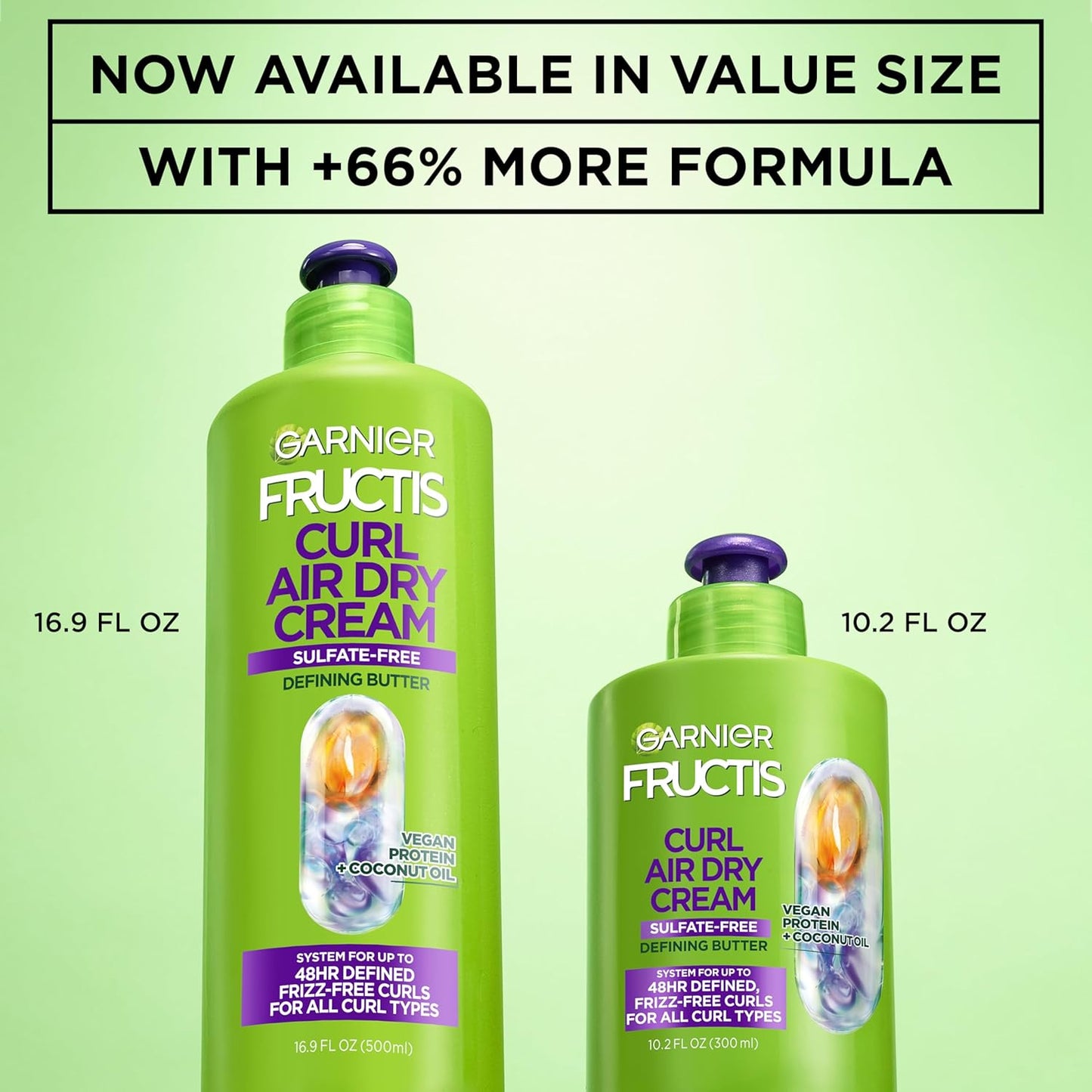 Garnier Fructis Curl Nourish Leave-In Conditioner - Sulfate-Free Curl Defining Cream for Moisture & Frizz Control | 16.9 Fl Oz