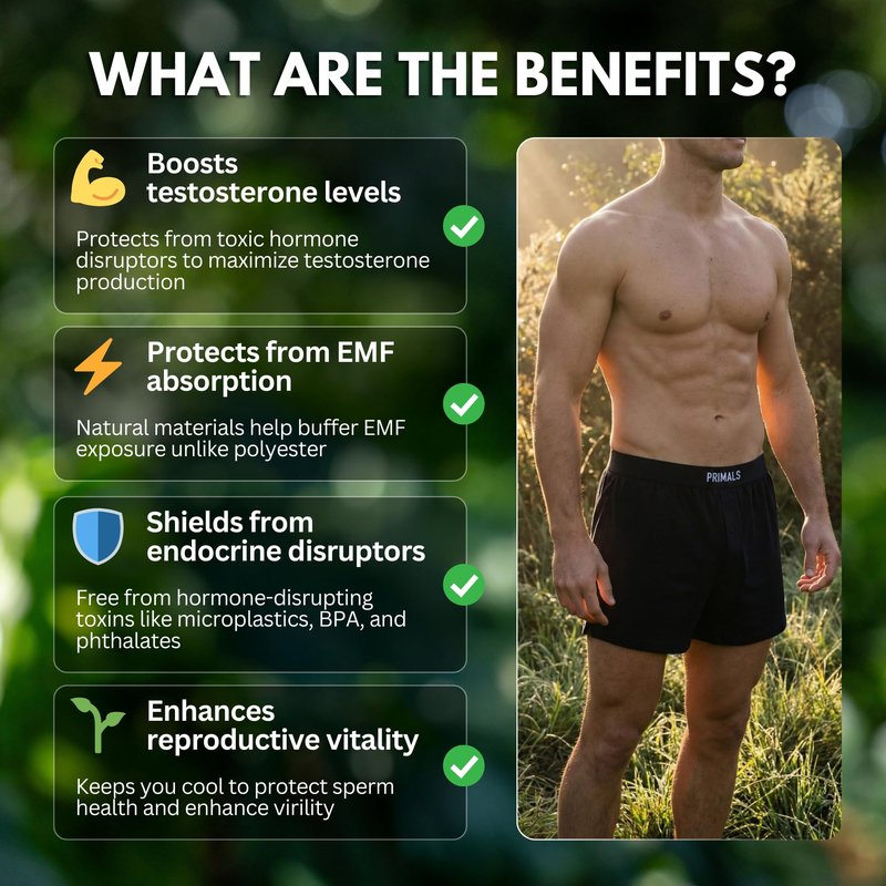 PRIMALS 100% Organic Cotton Boxers - Improves Testosterone & Fertility - Soft & Breathable - Midnight Black (3 Pack) (US, Alpha, Large, Regular, Regular, Midnight Black)