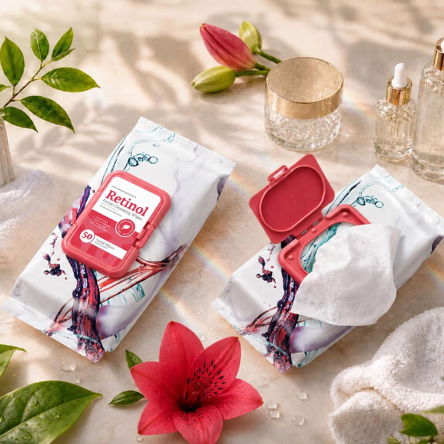 Makeup Cleansing Wipes - Gentle & Effective Face Wipes with Retinol | 50 Count Pack of 3