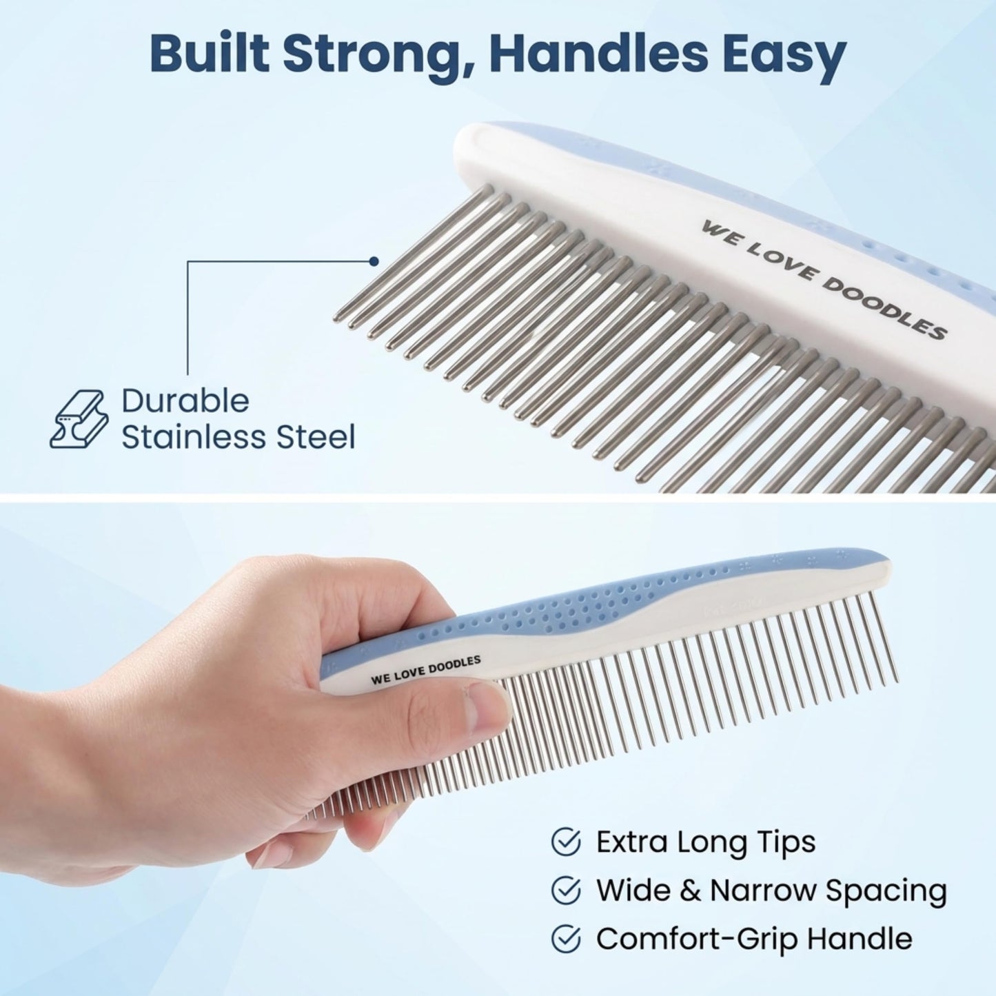 Metal Dog Combs for Grooming Matting, Doodle Brush, Dematting Pet Comb, Grooming Tools, Detangler Brush, Dematting Tools for Dogs, 2 Pack