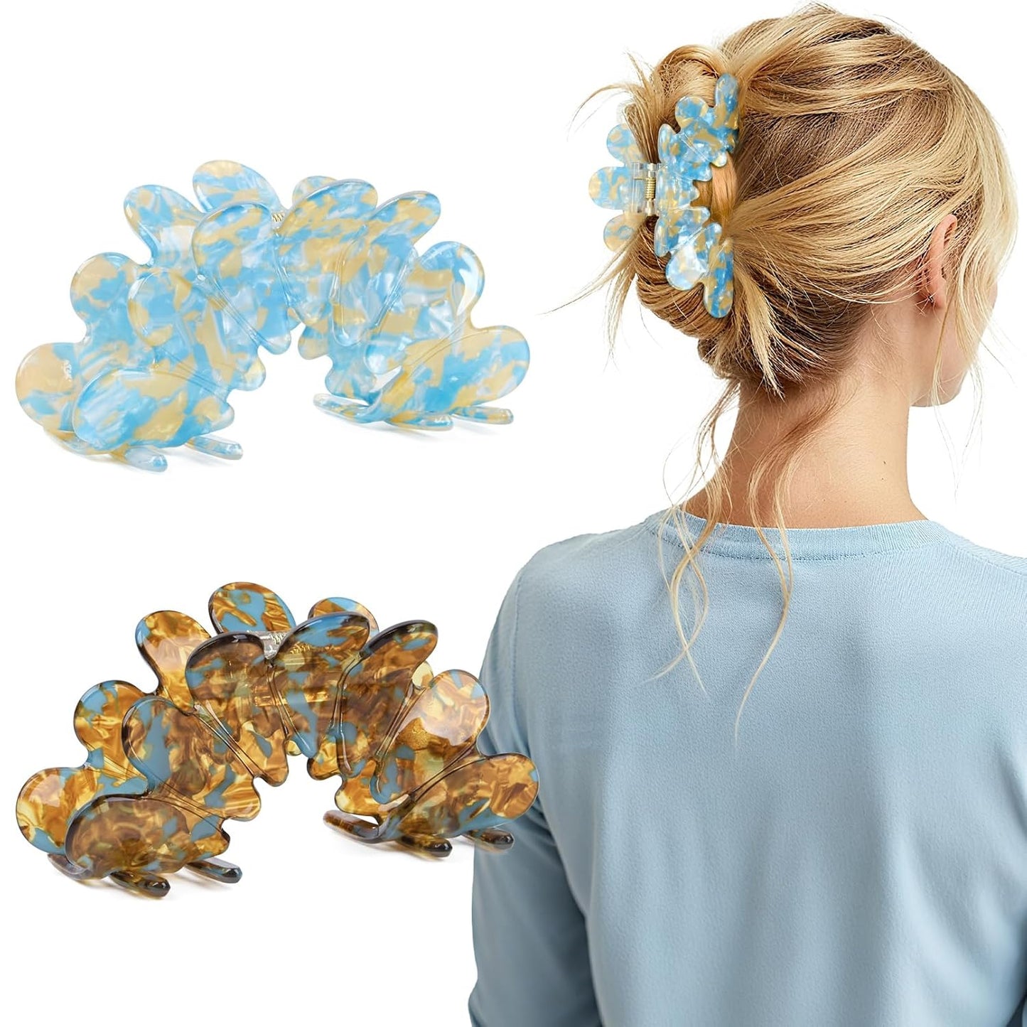 Hair Claw Banana Clips - Tortoise & Leopard Print Celluloid Barrettes | Large Fashion Accessories for Women