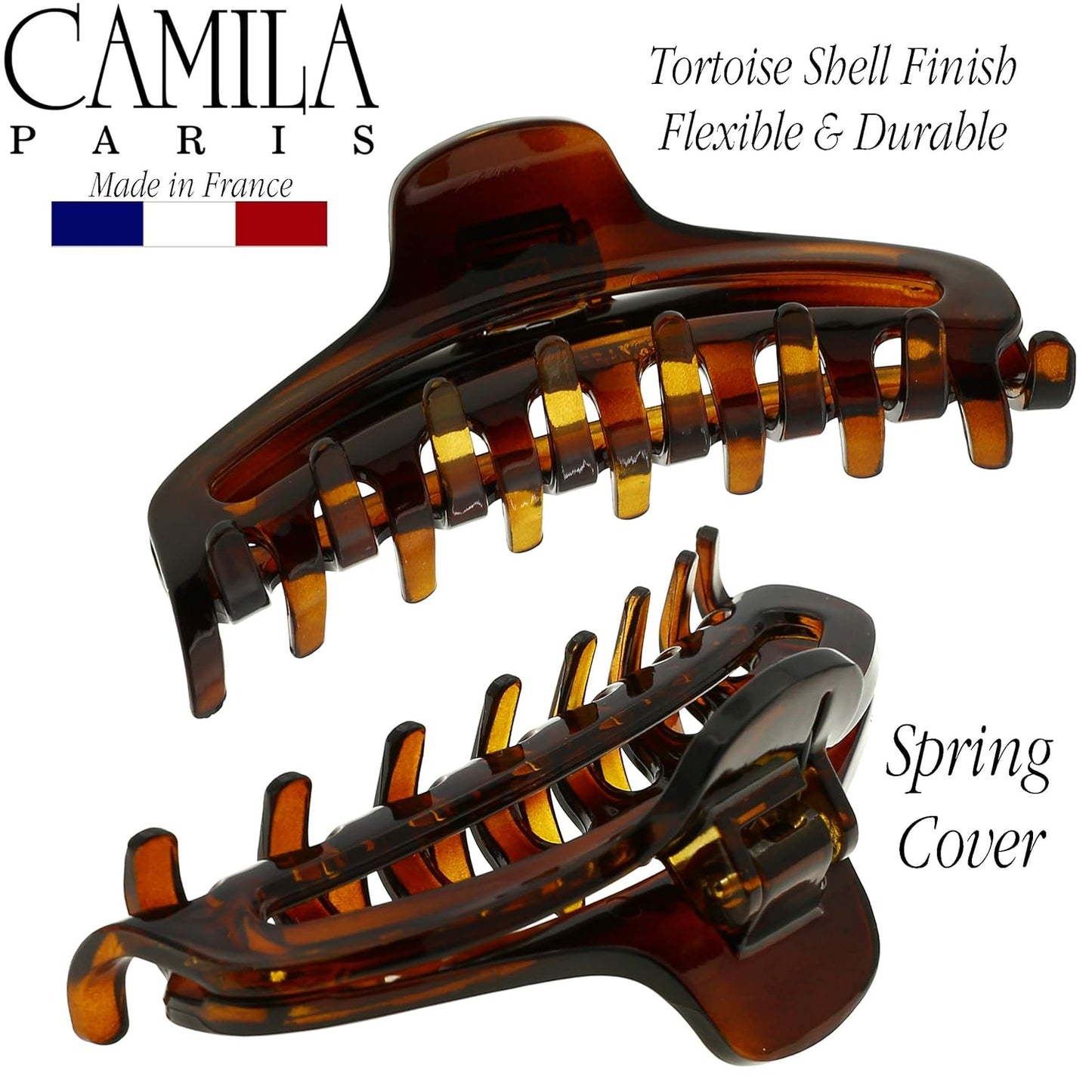 French Hair Clip for Women - Camila Paris CP2370 | Medium Narrow Hair Claw with Strong Hold, Made in France