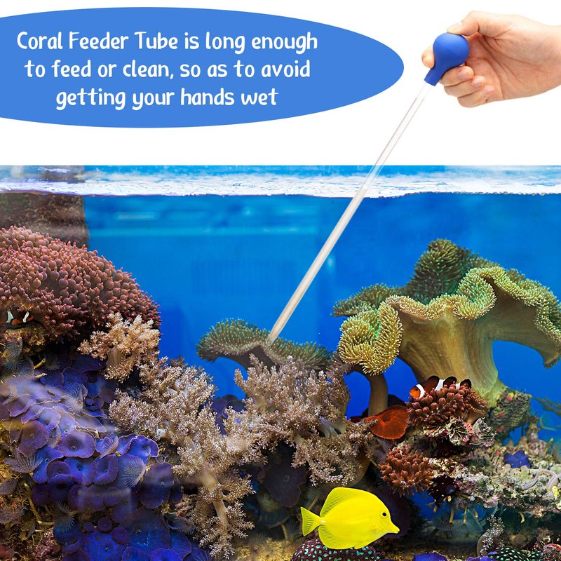 Boao 2 Sets Long Pipette for Fish Tank Coral Food Feeder Long Syringe Aquarium Coral Feeding Tube for Marine Fish Reef Aquatic Plant Spider Snake Lizard(Blue)