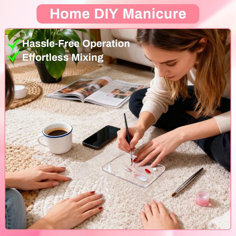 Acrylic Nail Art Palette - Transparent Mixing Tray for Gel Polish & Makeup | 3.15" x 4.72" Display Stand