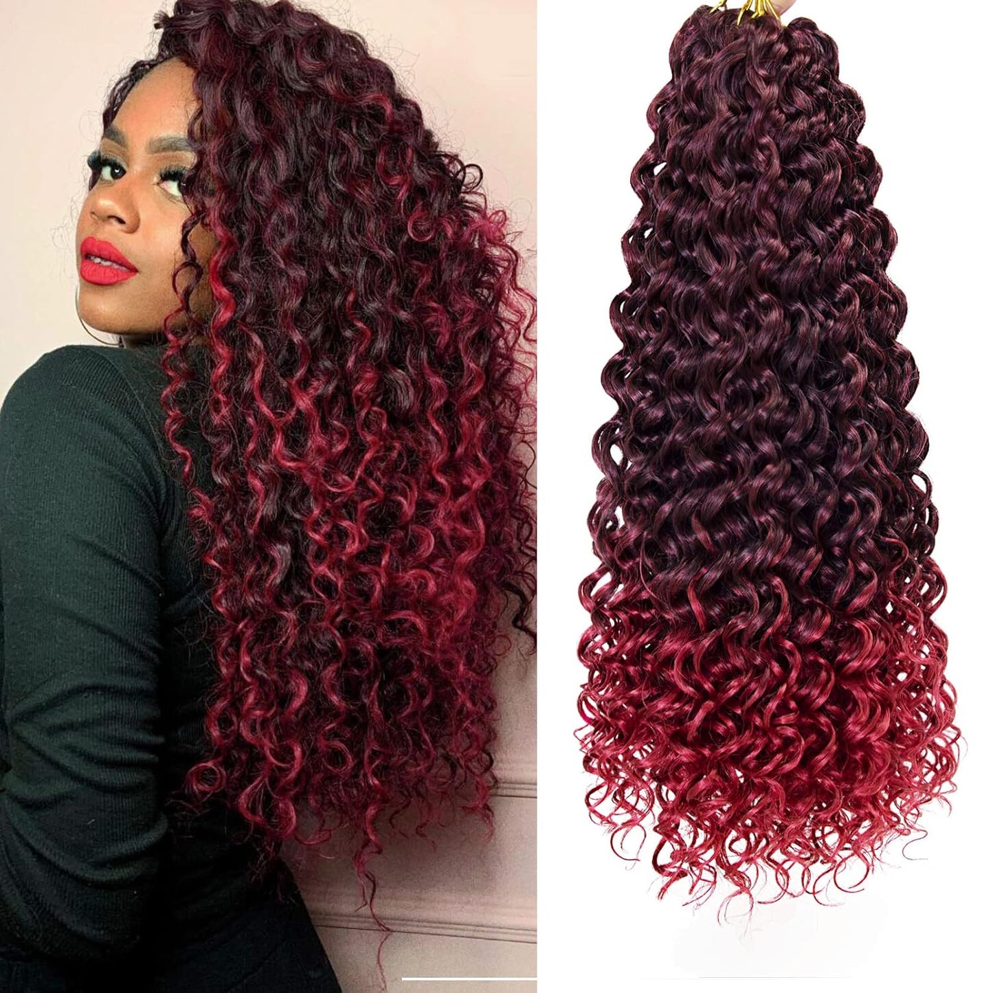Water Wave Crochet Hair Extensions - Blonde Synthetic Bohemian Braids | 14 Inch Deep Wave (27#)