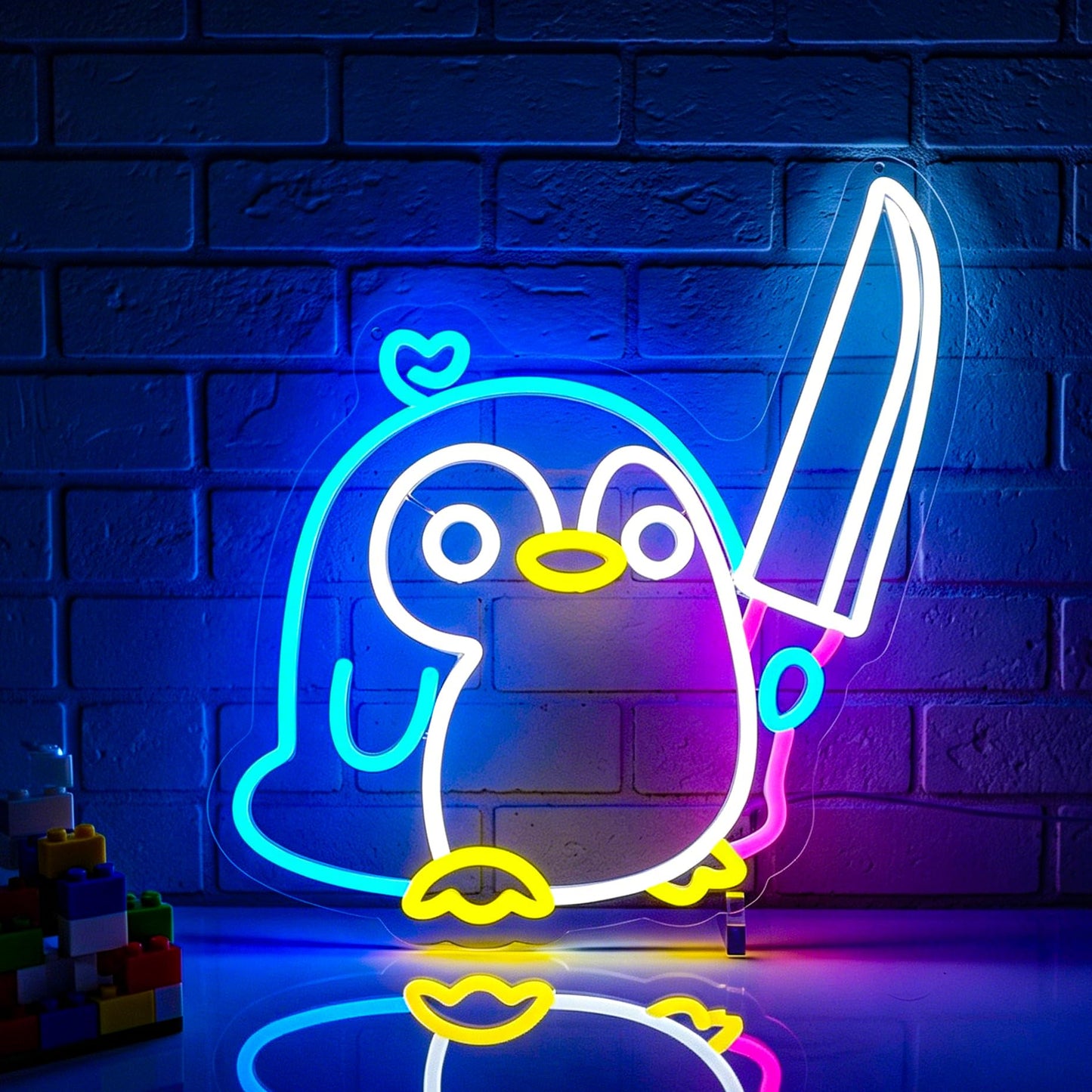 Ebdobgbs Penguin Neon Sign Led Neon Lights Neon Signs for Wall Decor Light Up Sign for Birthday Party Club Gift