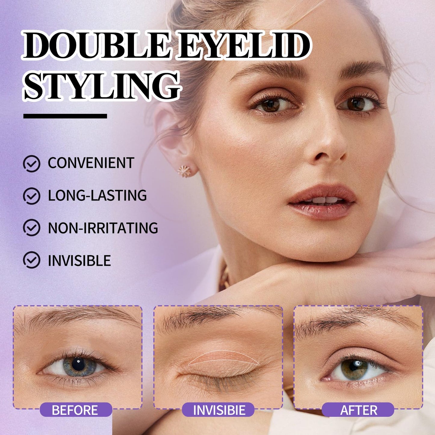 WENDY LASHES 640Pcs Eyelid Tape, Invisible Double Eyelid Stickers Tape Hooded Eye Lift, Natural Look, Waterproof Reusable Instant Lifting Eyelid Tape Easy to Apply for Monolids/Hooded Eyes(640Pcs)