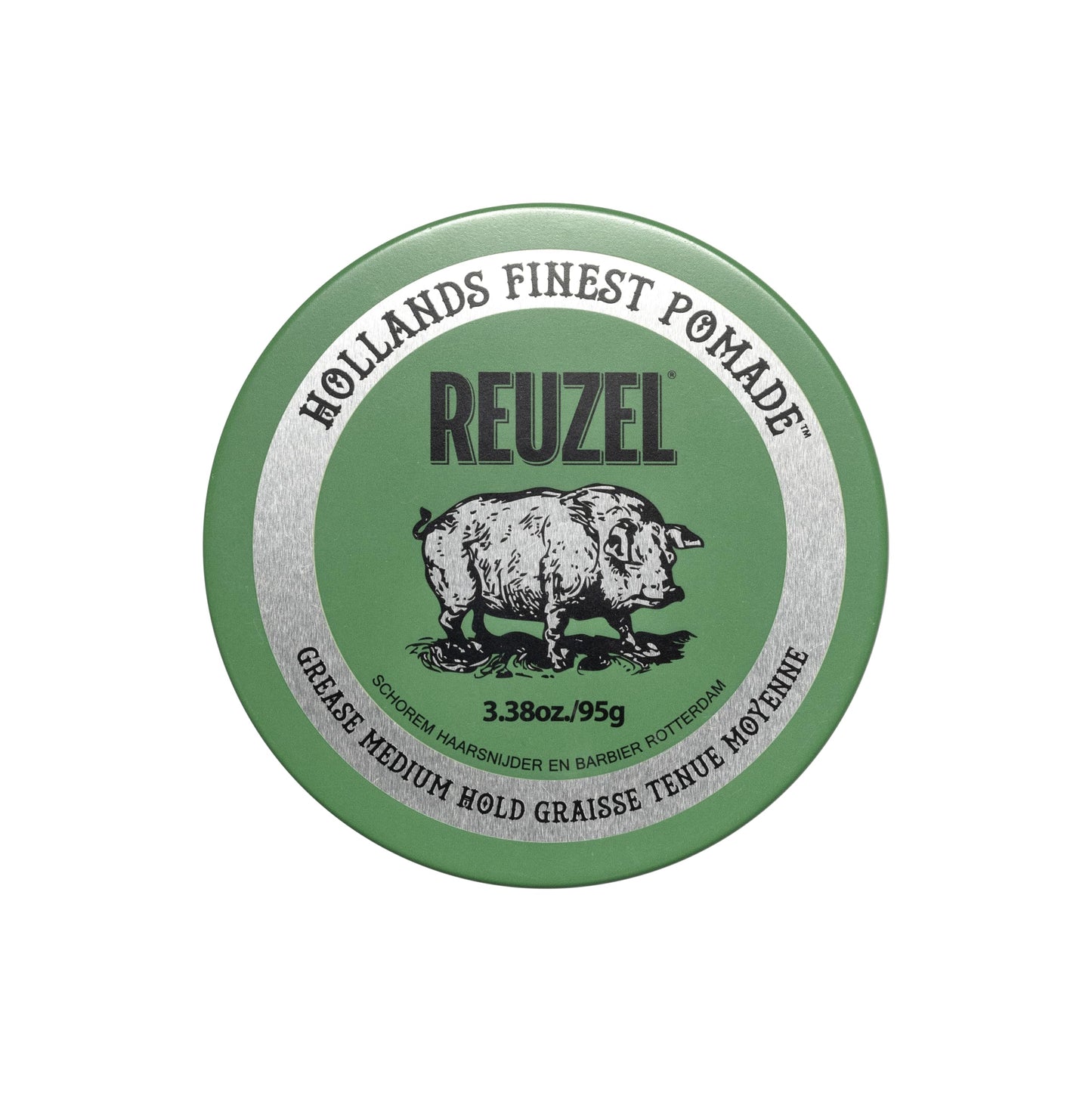 REUZEL Green Grease Pomade, Medium All Day Hold, Oil-Based Styling Wax, Medium Shine, Easy To Wash Out, For All Hair Types