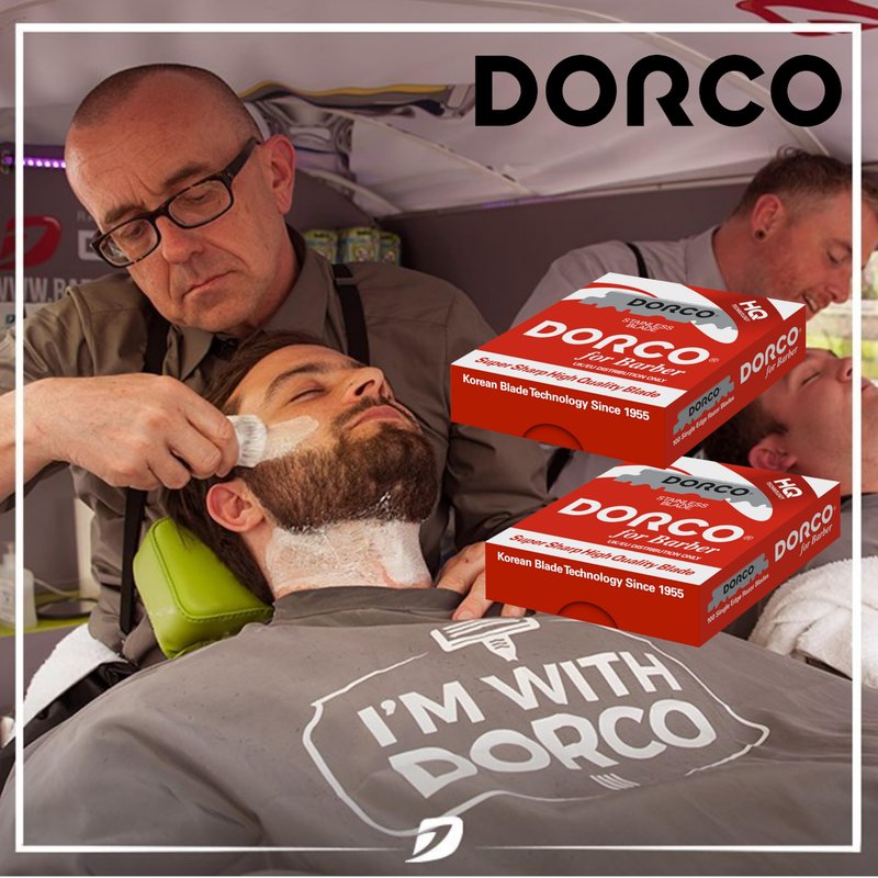 the shave factory Straight Edge Razor Kit (Black / 200 Dorco Single Edge Razor Blades Red)