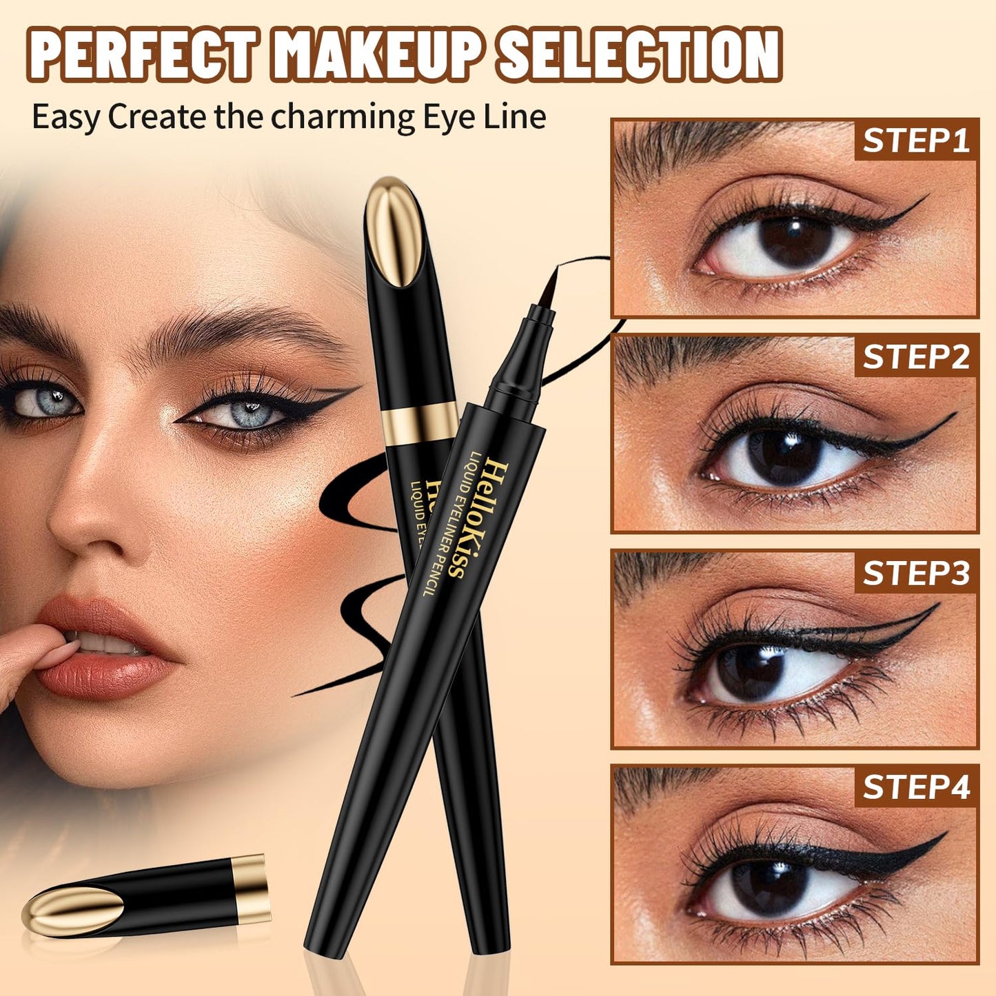 QIC Liquid Eyeliner,Waterproof Liquid Eye Liner, Long-Wearing,Smudge-Proof， Ultra-Smooth, Eyeliner Pen, Vegan Formula,Ultra-Fine Nib