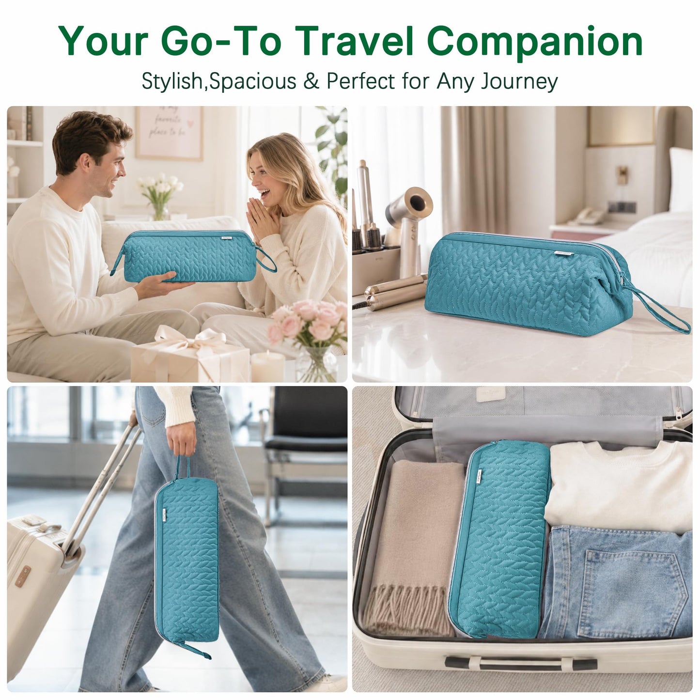KarSyon Shark Flex Style Case for Dyson Airwrap Hair Dryer Brush Revlon Hair Tools Travel Bag Carrying Case Flat Curling Iron Organizer (Teal Blue)