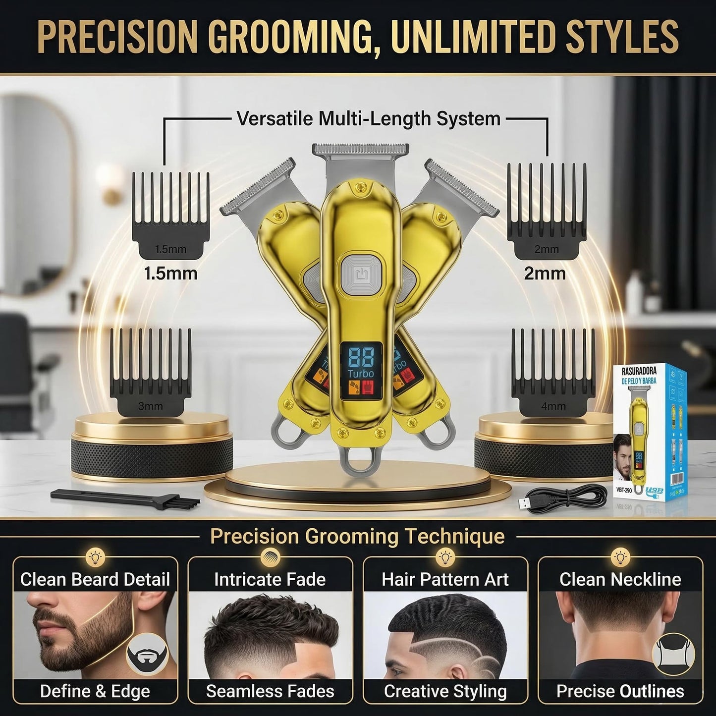 Hair Clipper for Men,Clippers for Hair Cutting Kit with LCD Display, Home Haircut Barber Grooming,Gifts for Men (Silver)