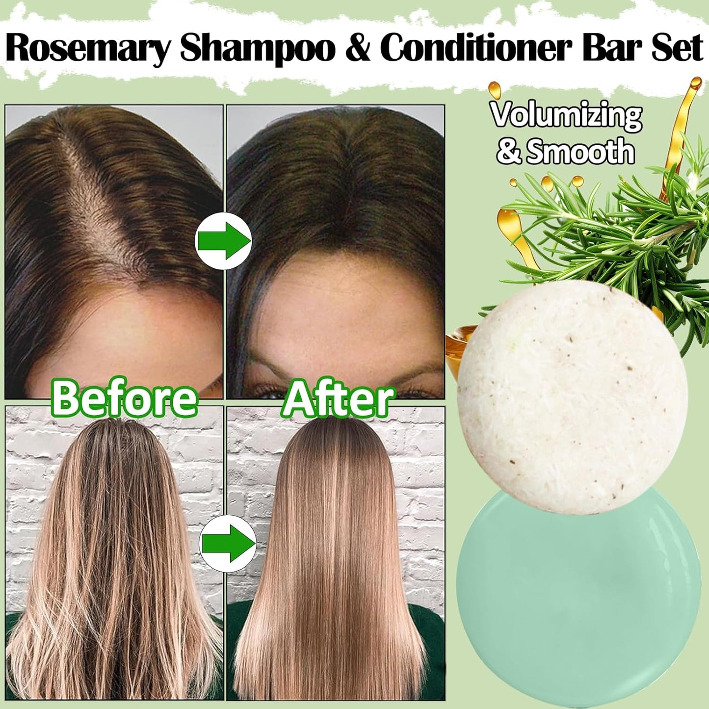 Rosemary Oil Shampoo and Conditioner Set | Hair Growth, Thickening & Volumizing - 2 Pack