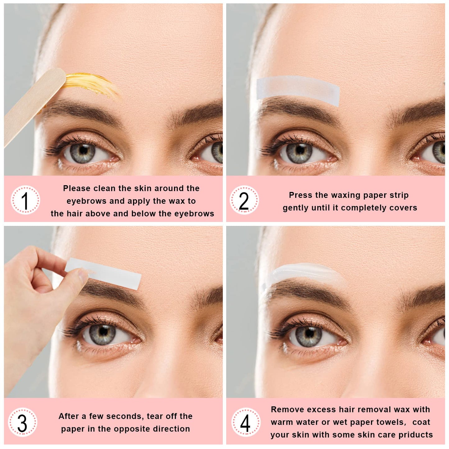 Maitys Eyebrows Small Wax Strips Kit Hair Removal Paper Facial Strips Epilating Pads for Women Men Eyebrow Body Face Arms Lip, 0.4 x 2.4 Inches, White, Wax Not Included(400 Pieces)