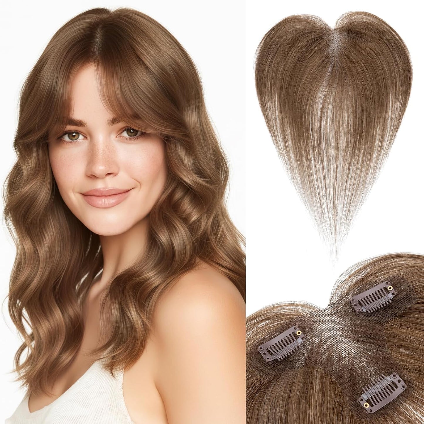 Human Hair Topper for Women - Lace Clip-In Hairpiece for Thinning Hair | Volume Boosting, 11 Inch Natural Black