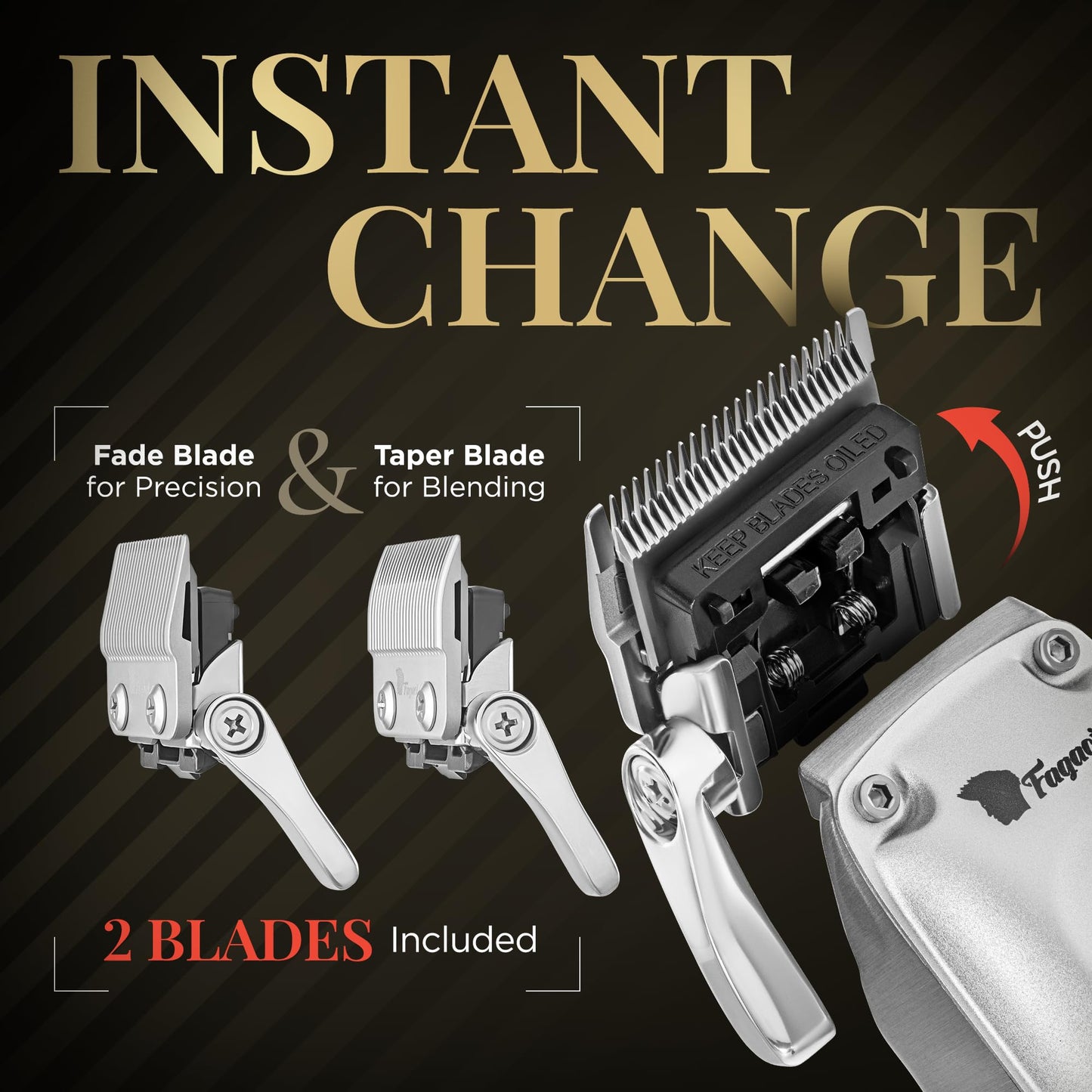 Fagaci Professional Hair Clippers for Men, Cordless Barber Kit, Brushless