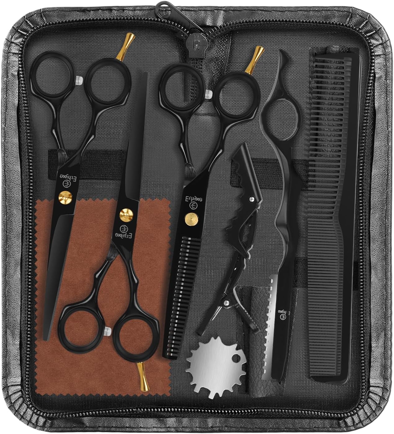 Professional Black Hairdressing Scissors - 6.5" Japanese Stainless Steel Thinning & Trimming Shears | Salon-Grade Barber Tools