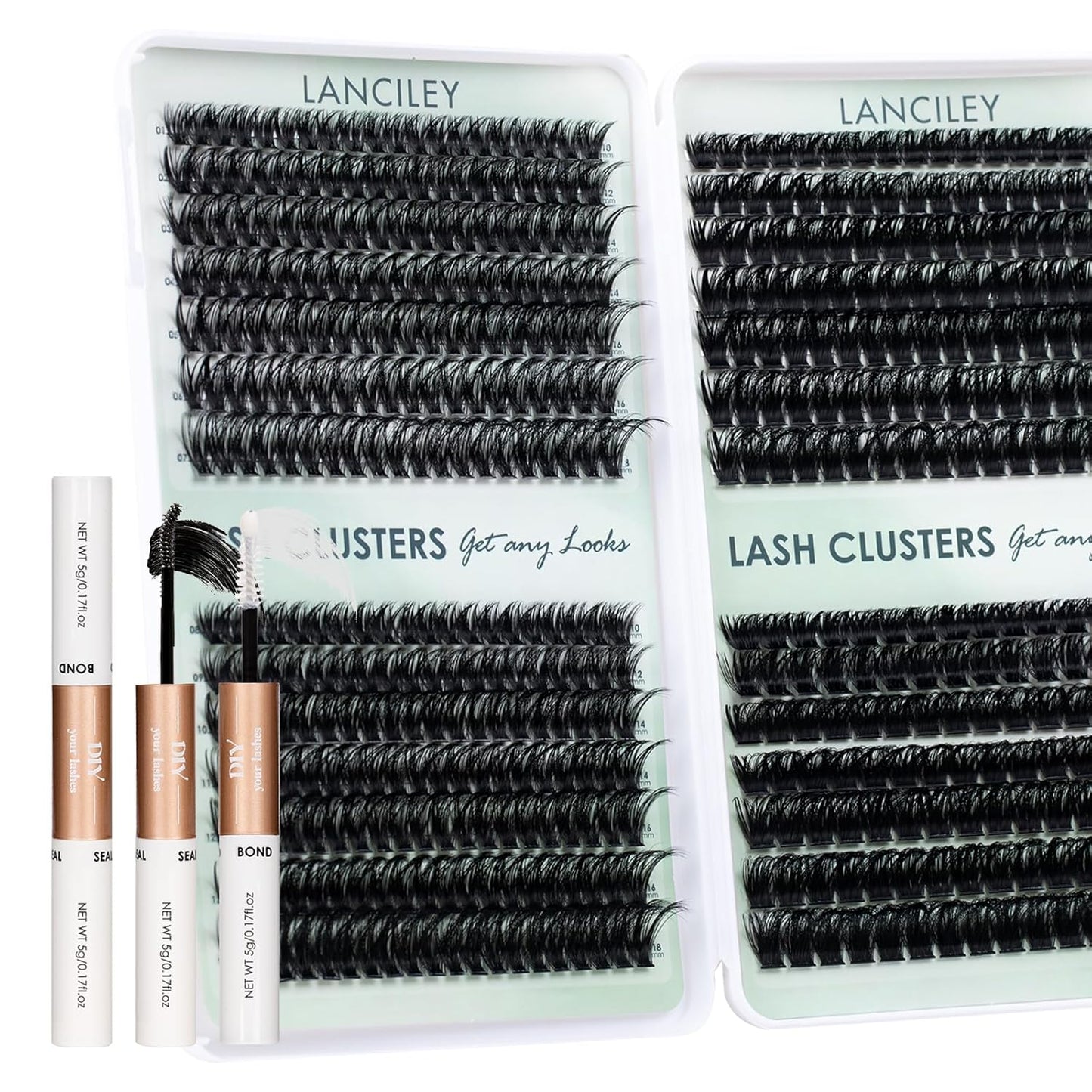 Eyelash Clusters Kit - 80D & 100D Thick Volume Lashes | 10-18mm DIY Individual Extensions with Bond & Seal