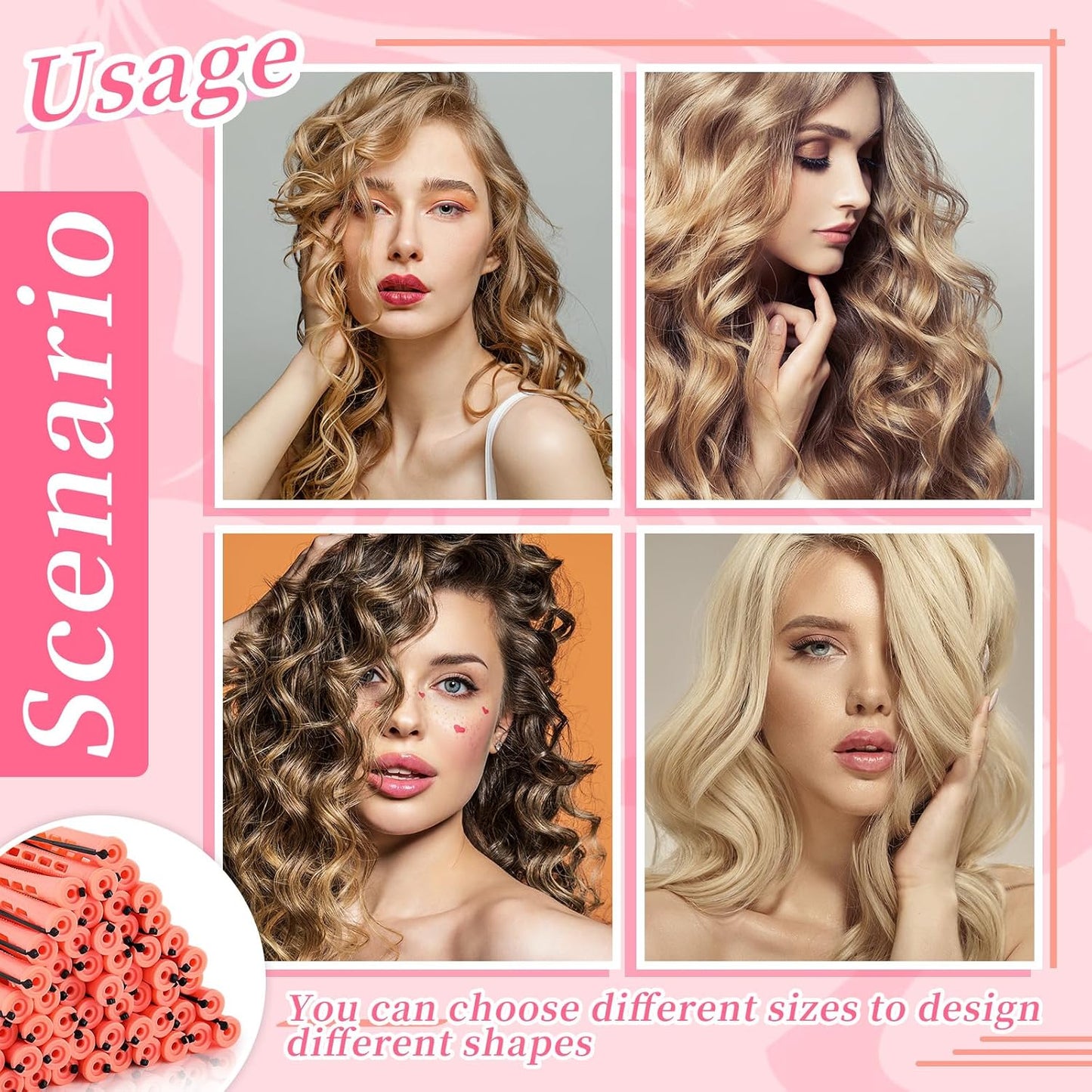 Tigeen 160 Pcs Perm Rods - No-Heat Plastic Hair Rollers for Natural Hair | Small Curling Rods (0.51 Inch, Red)