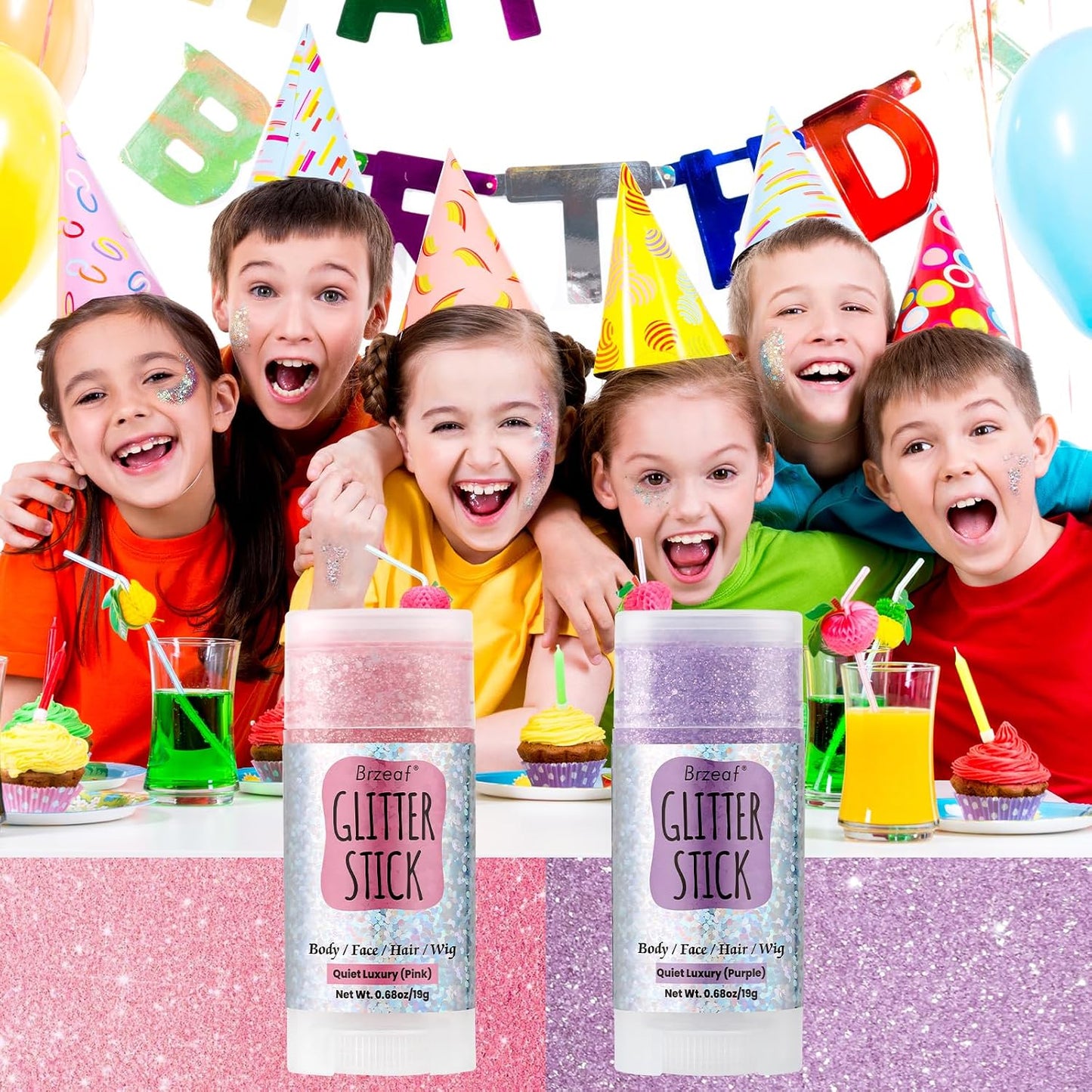 Pink Glitter Stick - Long-Lasting Face & Body Makeup Gel | Non-Greasy Chunky Glitter for Rave & Soccer Events
