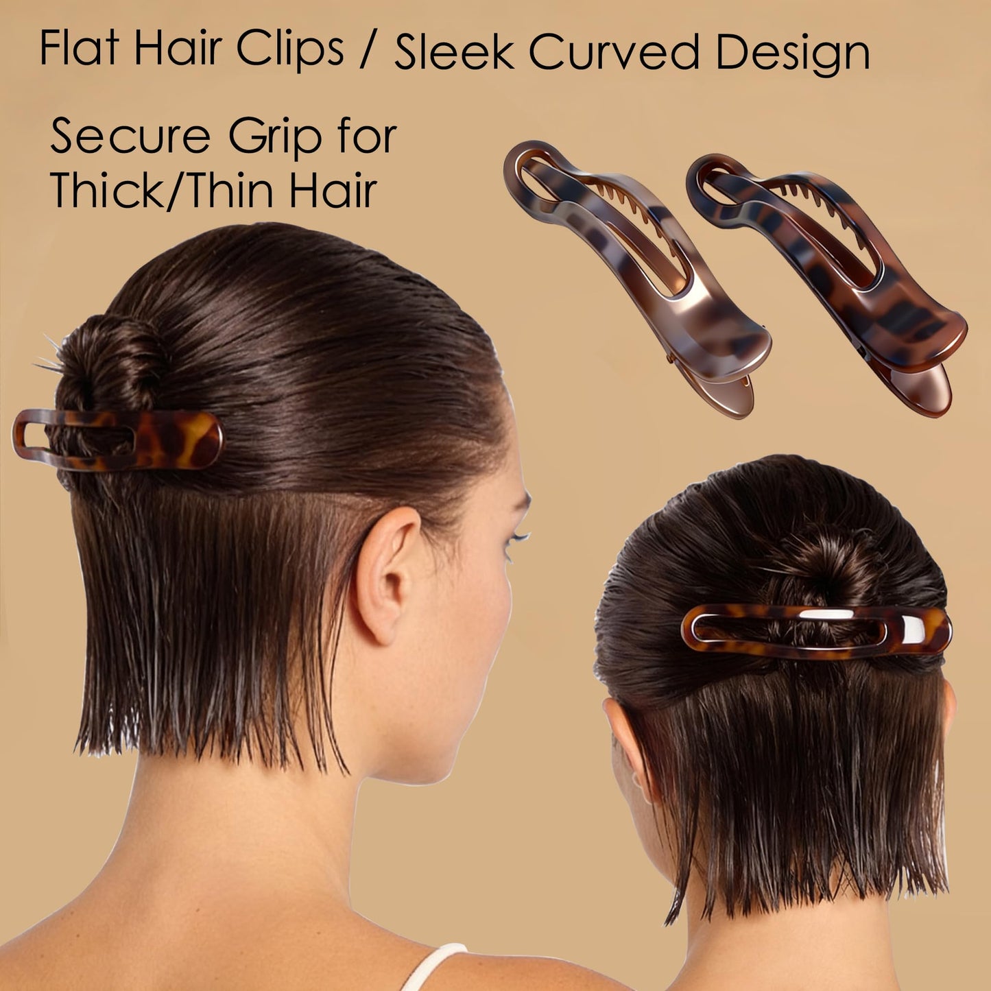 8Pcs Strong Hold & Non-Slip Matte Tortoiseshell Hair Clips for Women