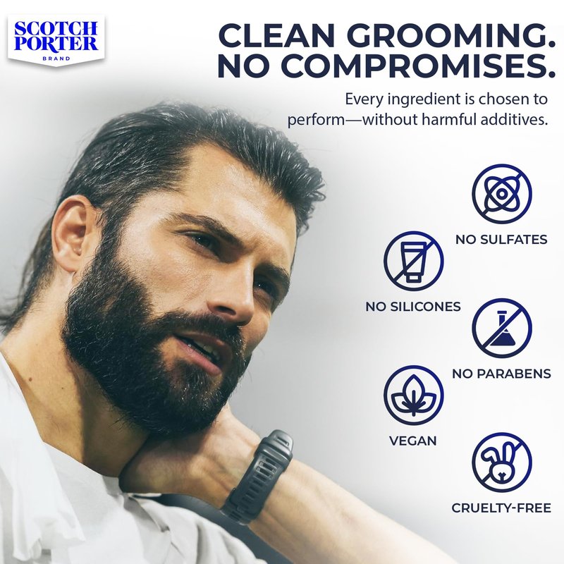 Scotch Porter Conditioning Beard Balm – Smooth, Shape, Moisturize & Soften Coarse, Dry Facial Hair while Encouraging Growth for a Fuller/Healthier-Looking Beard – Original Scent, 3 oz. Jar