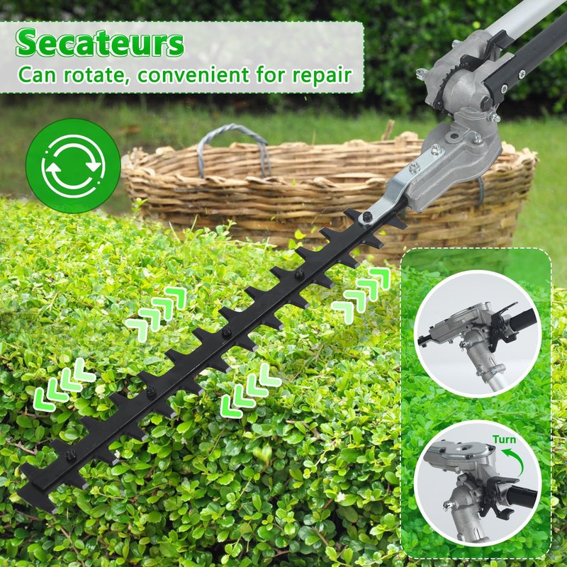 Upgraded 8-in-1 Multi-Functional Trimming Tool - 52cc 2-Cycle Gas Powered Hedge Trimmer | 9500rpm High Power Gas String Trimmer Weed Eater | High-Performance Engine | for Home Yard Garden-Orange