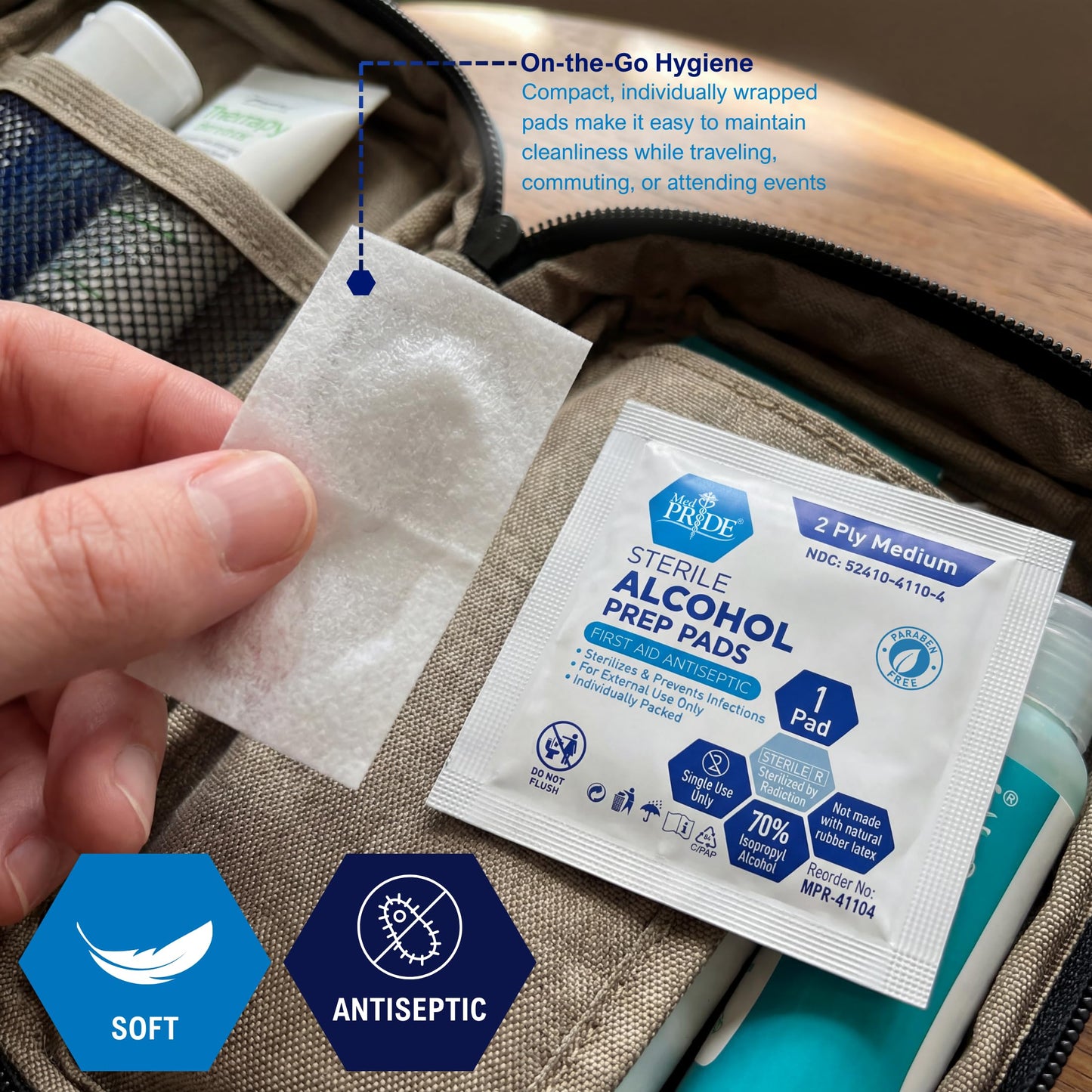MED PRIDE Sterile Alcohol Prep Pads, Medical Grade, 2-Ply, 100-Count