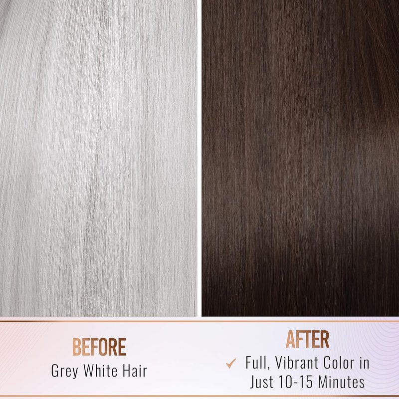Natural Hair Color Shampoo for Gray Hair - Argan Oil Infused, Ammonia-Free | Travel Size, Dark Brown, 10+1 Pack
