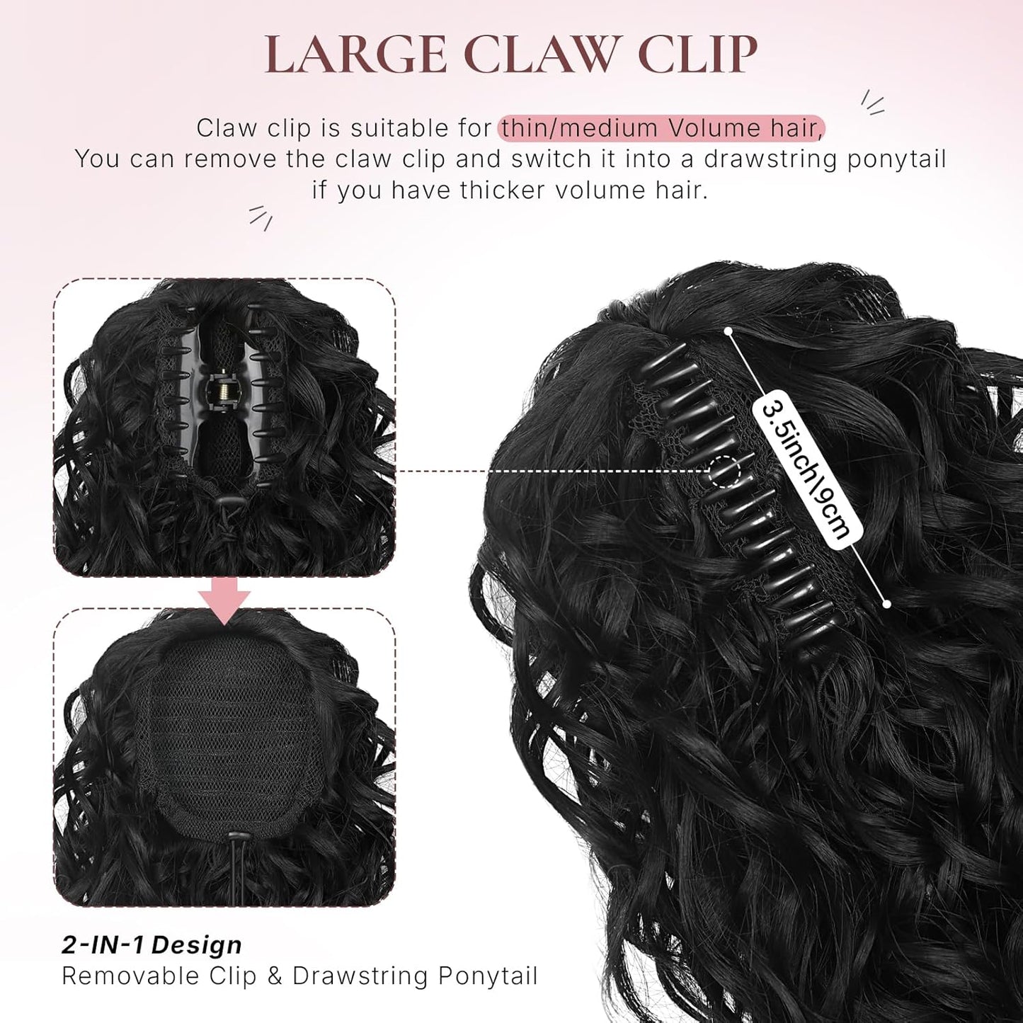 Claw Clip Ponytail Extension - 12 Inch Curly Synthetic Hair Extension | Chocolate Brown
