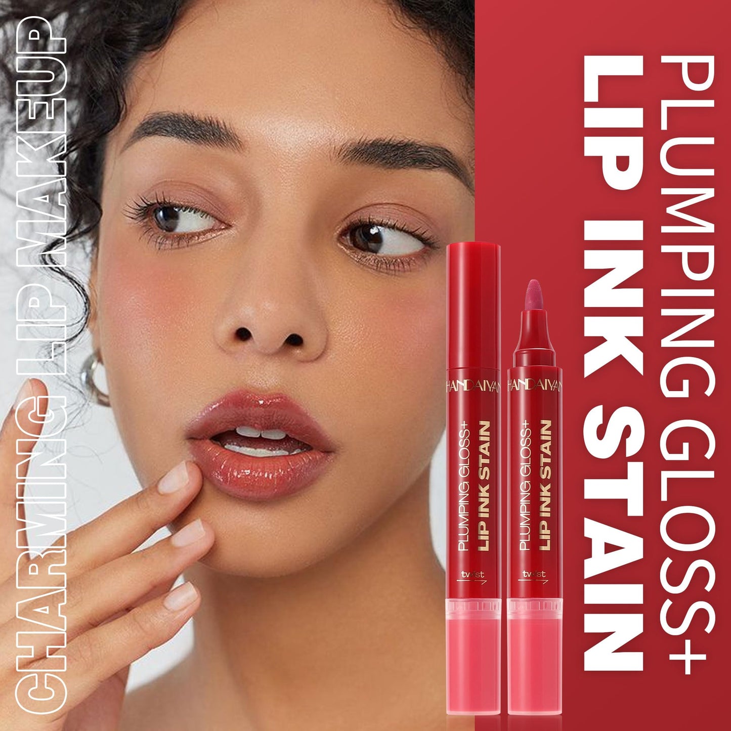 Beauty Glazed 2-in-1 Lip Stain & Plumping Lip Gloss – Lip Oils + Lip Liner Pencil Lip Combo for Fuller, Defined Lips – Long Lasting, Smudge-Proof, High-Shine Color (#06 Warm Cocoa Brown)