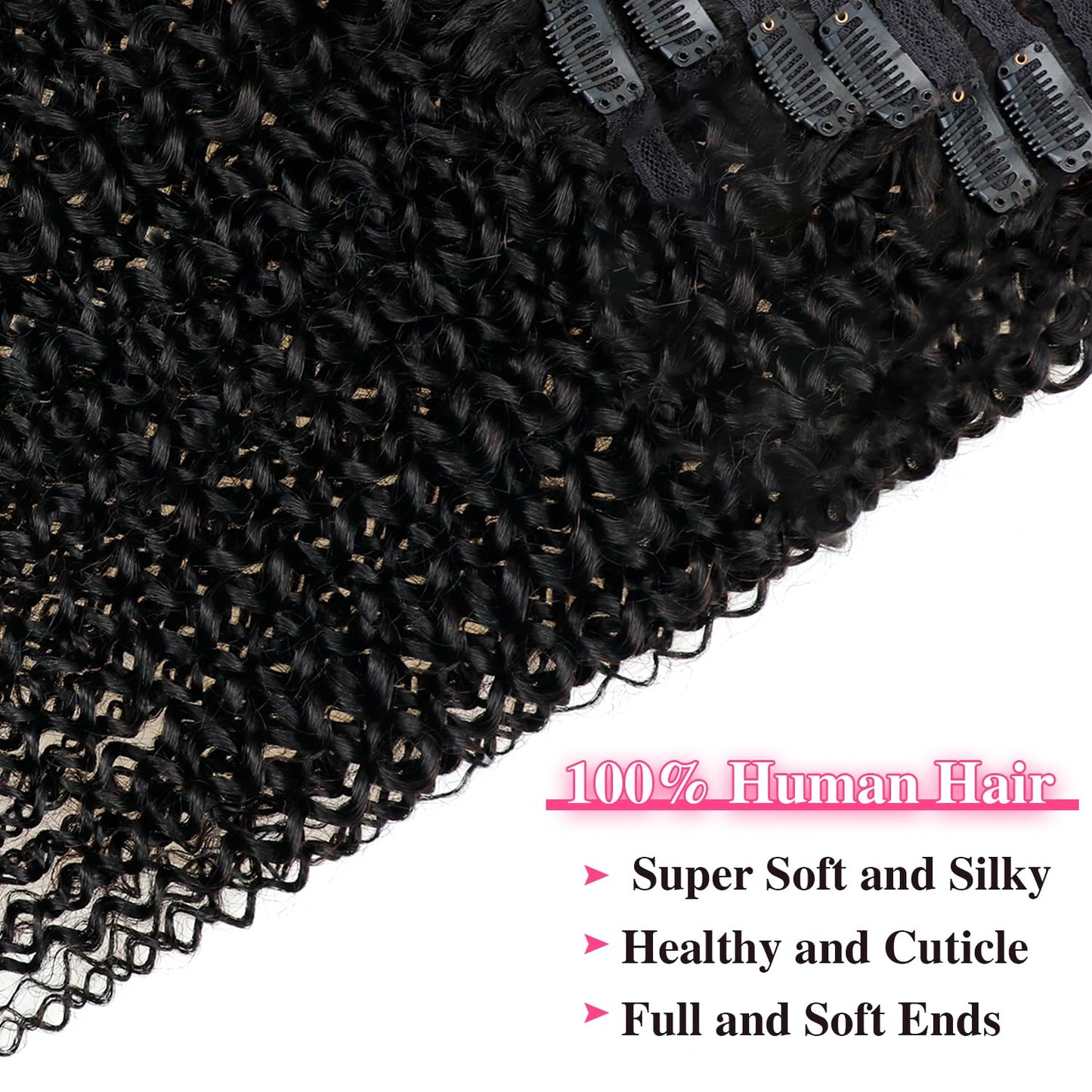 Mihugass Curly Clip In Hair Extensions Human Hair 3C 4A Kinky Curly Clip Ins for Black Women Natural Blend Soft Full Volume Real Human Hair for Daily Wear 18 Inch 8Pcs 120 Grams/Pack