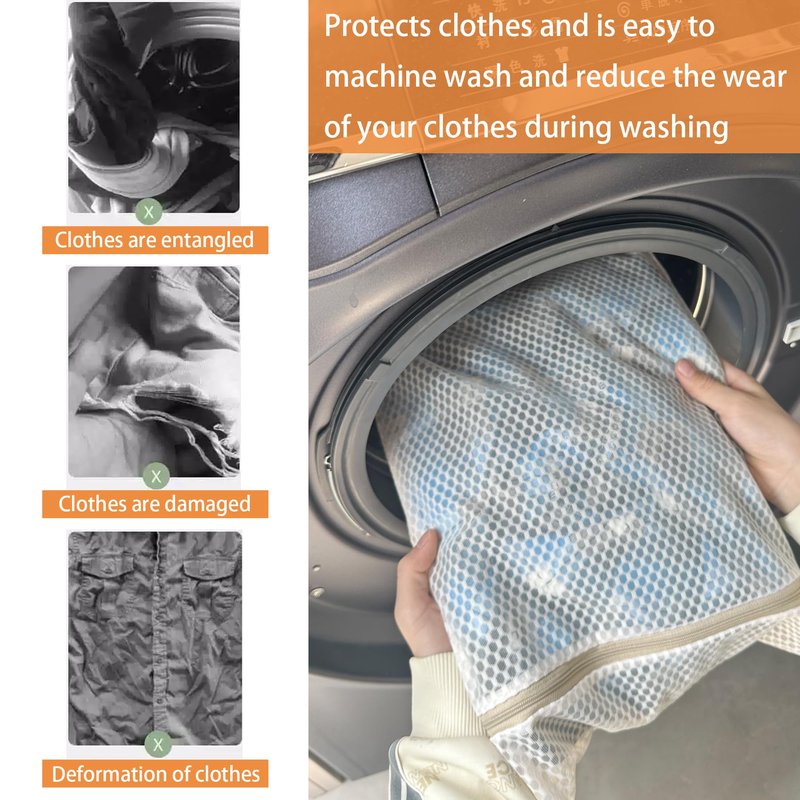 6 Pack Laundry Bag, Durable Honeycomb Mesh Laundry Bags Suitable for Delicate Clothes Washing (3 Large, 3 Medium) Beige
