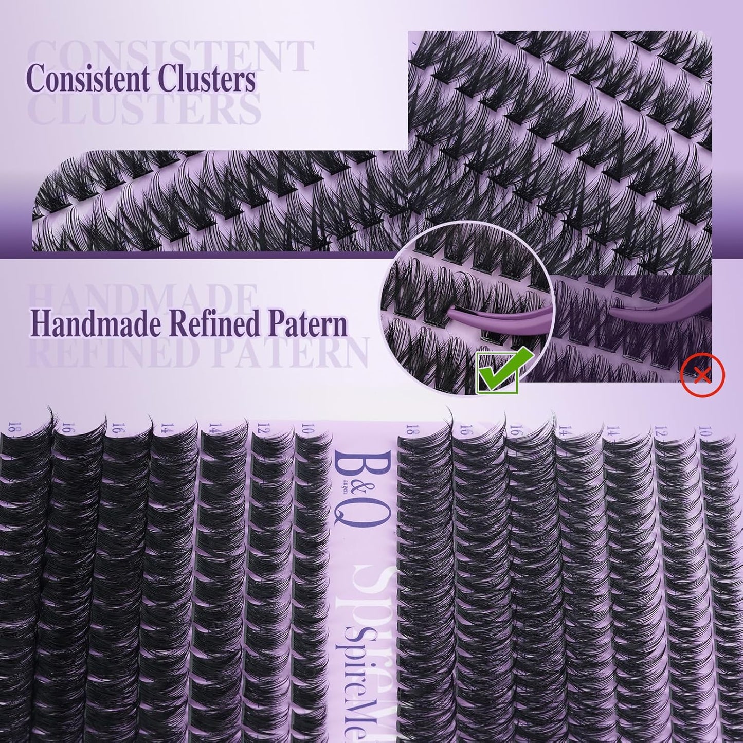 Fluffy Lash Clusters Kit - 0.03mm Ultra-Fine Manga Eyelash Extensions | Mixed Length 10-18mm for Voluminous Look