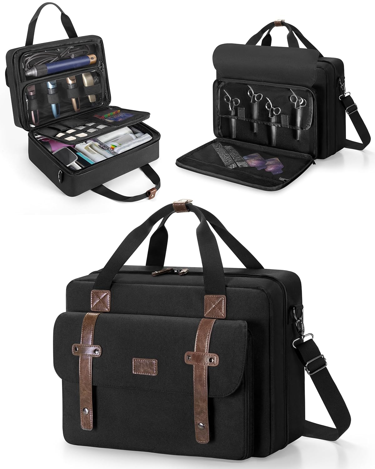 Large Capacity Barber Carrying Case - Stylish Black Briefcase for Clippers & Supplies | Durable Design