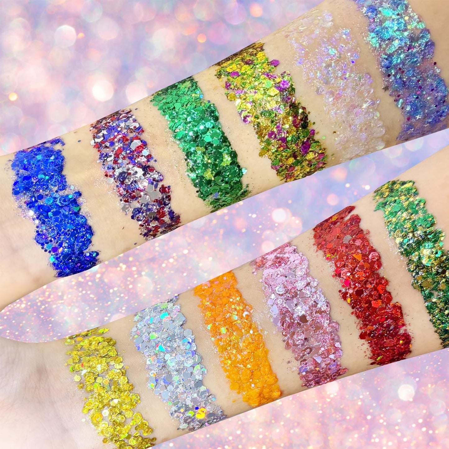 Paminify 4th of July Blue Face Hair Glitter,Holographic Royal Blue Cheer Body Glitter Gel,Patriotic Accessories for Independence Day,Fourth of July Outfits for Women,Rave Festival Makeup