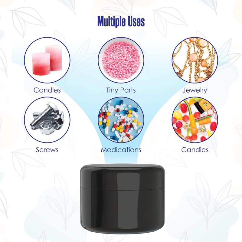 Houseables Cosmetic Containers With Lids, Black Jars, Lotion Container, 2 Oz Jars With Lids, Small Plastic Pot for Body Butter, Cream, Makeup, Powder, Body Scrub, Lip Scrub, Balm, Travel, Empty, 24 PK